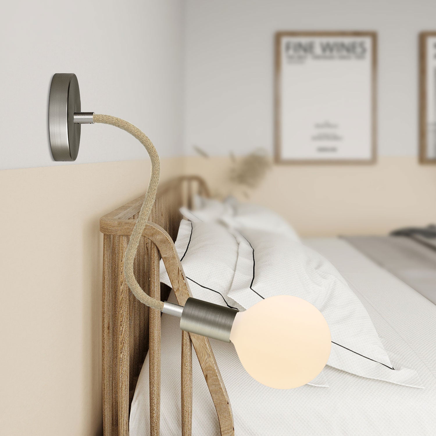 Kit Creative Flex tubo flessibile di estensione rivestito in juta RN06 Neutro con terminali metallici Titanio satinato 30 cm