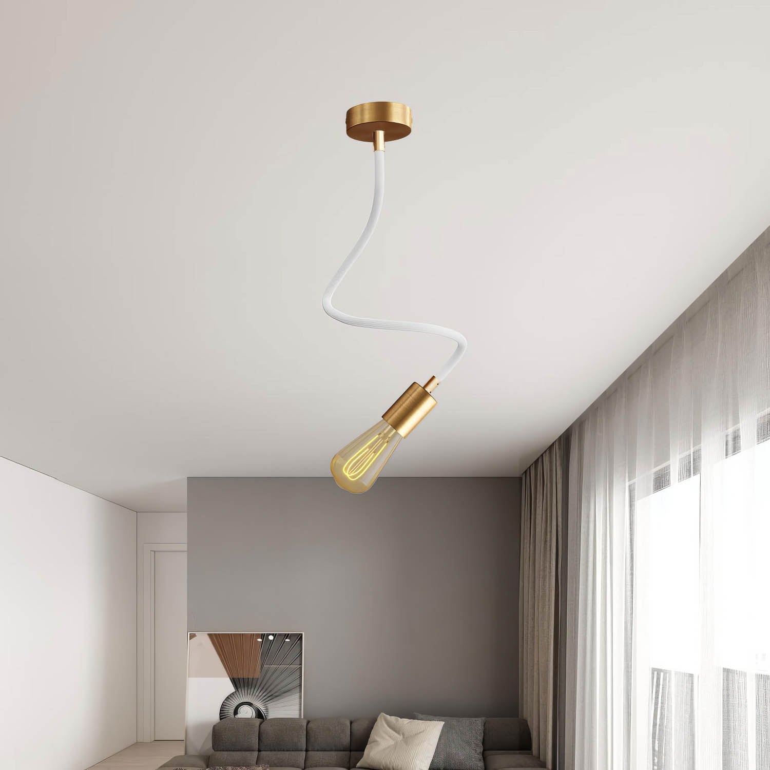 Kit Creative Flex tubo flessibile di estensione rivestito in tessuto RM01 Bianco con terminali metallici Bronzo satinato 60 cm