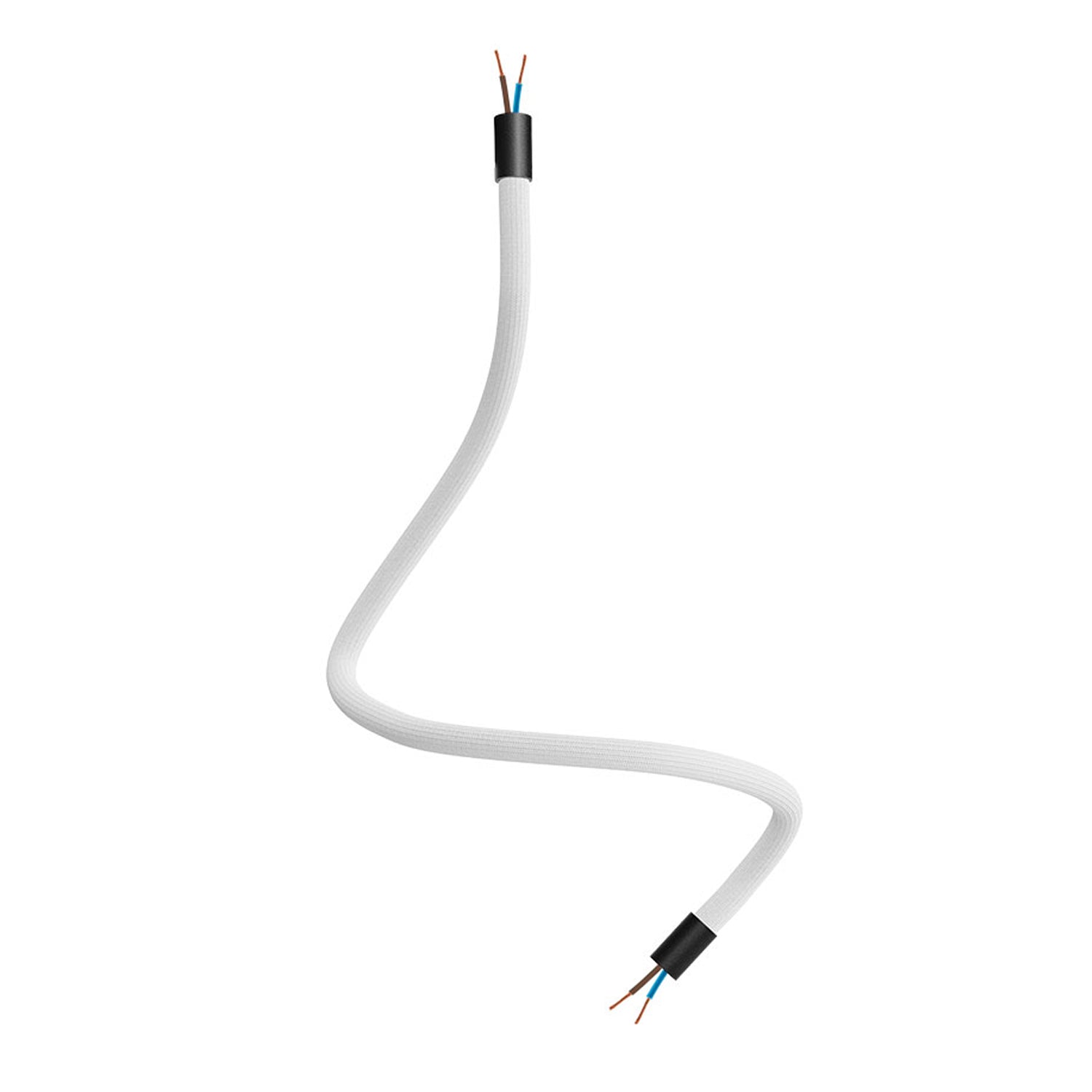 Kit Creative Flex tubo flessibile di estensione rivestito in tessuto RM01 Bianco con terminali metallici Nero 60 cm