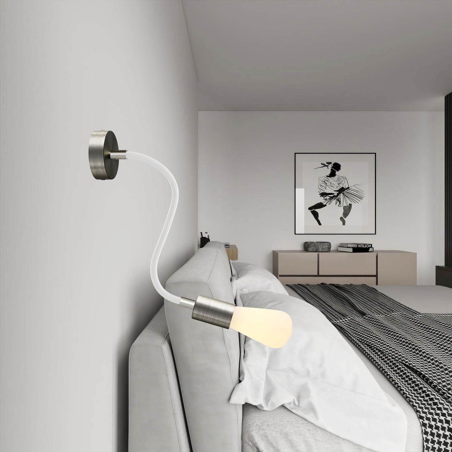 Kit Creative Flex tubo flessibile di estensione rivestito in tessuto RM02 Argento con terminali metallici Titanio satinato 30 cm