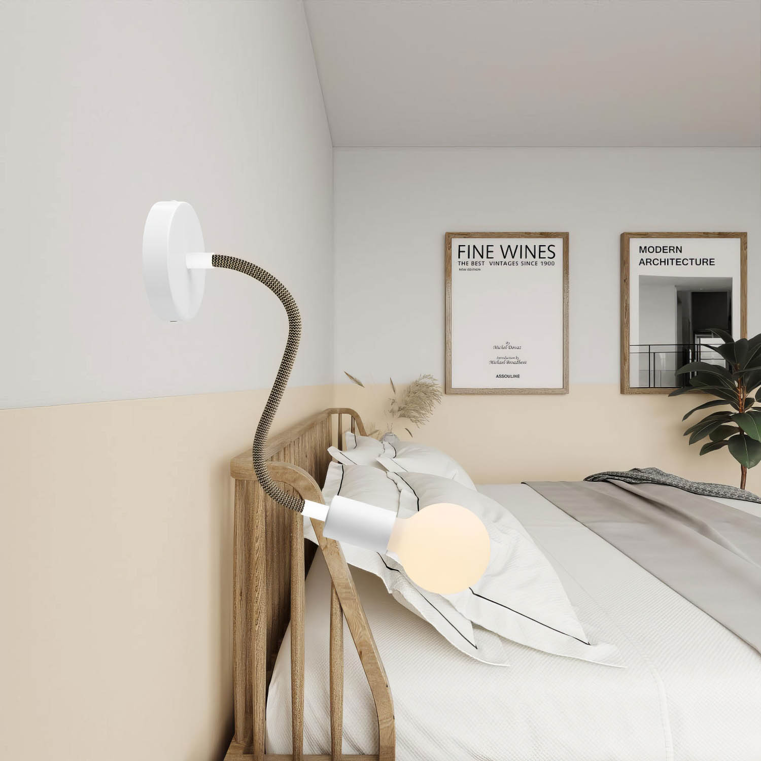 Kit Creative Flex tubo flessibile di estensione rivestito in tessuto RZ24 Nero e Oro con terminali metallici Bianco opaco 30 cm