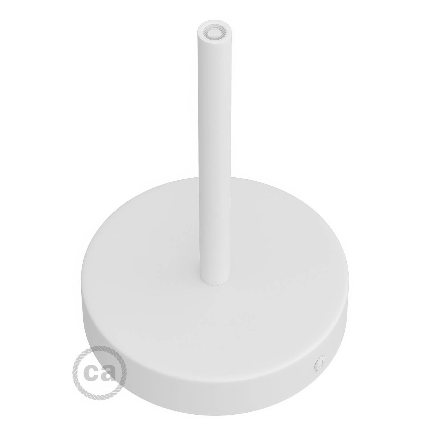 Kit rosone cilindrico in metallo con serracavo da 15 cm - Bianco opaco