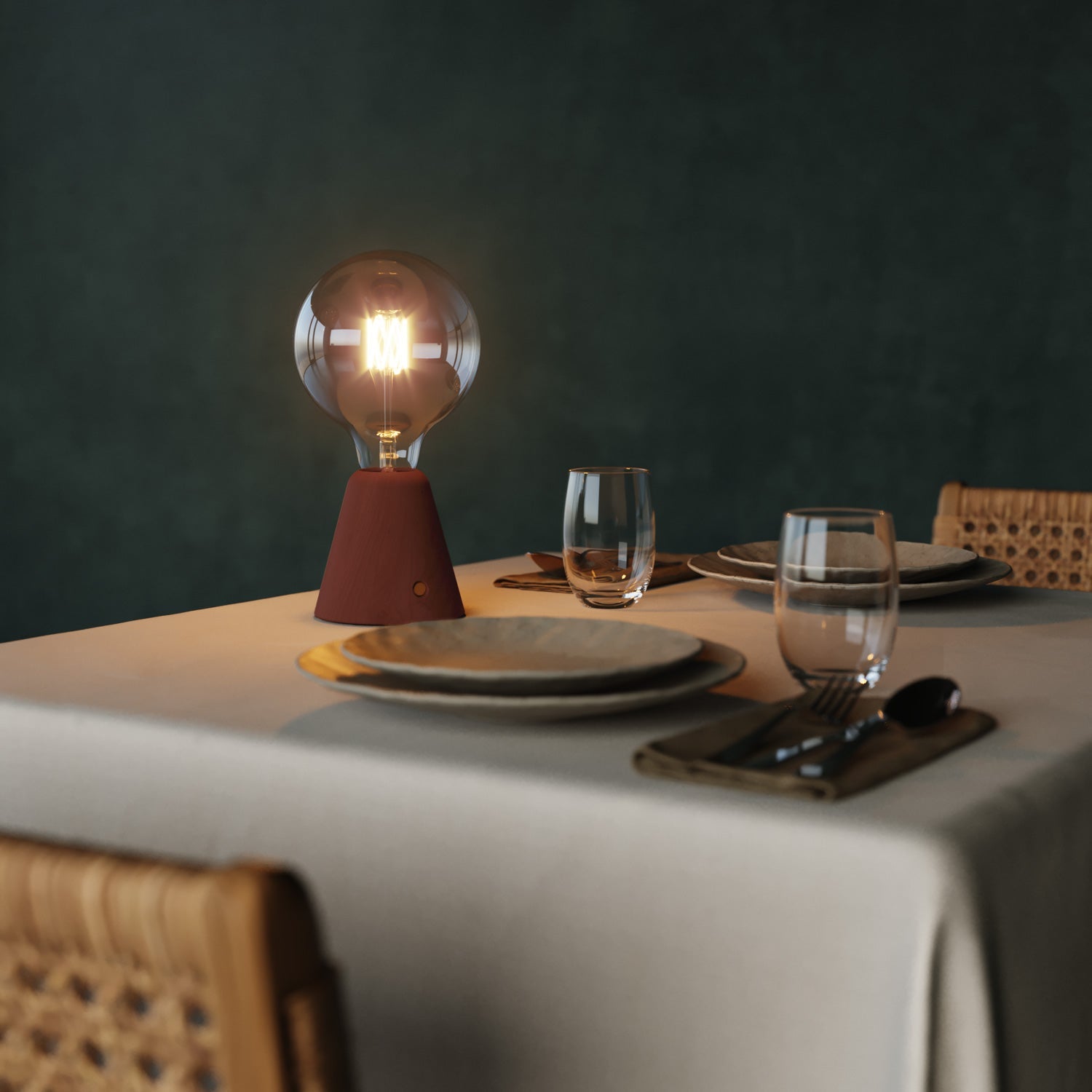 Lampada portatile ricaricabile Cabless01 con lampadina globo G125 - Terracotta