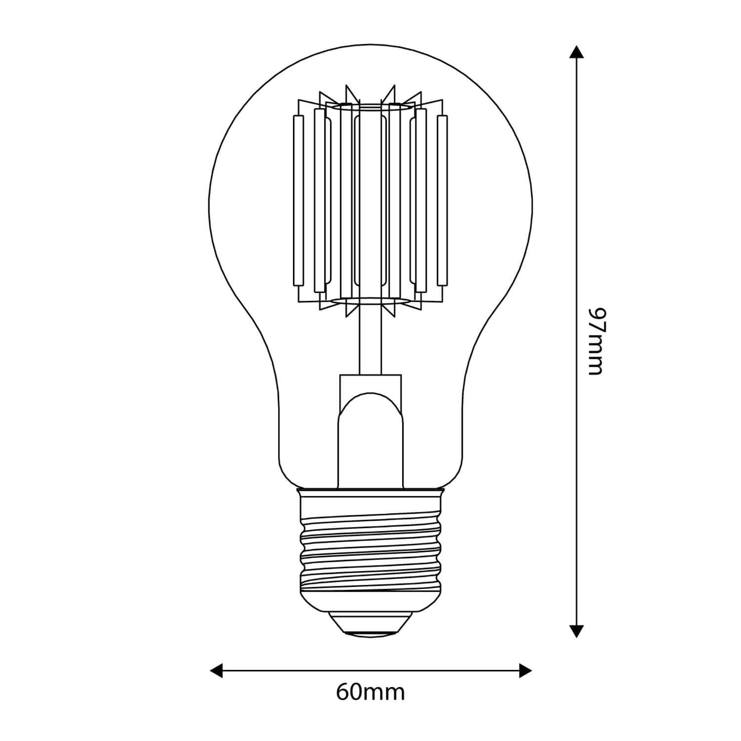 Lampadina LED trasparente B03 Linea 5V Filamento verticale Goccia A60 1,7W E27 Dimmerabile 2500K
