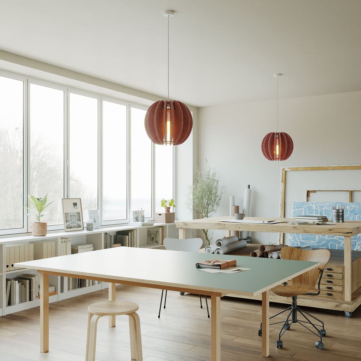 LAMPSHHADE - Pendant Lamp with Elliptical Shade - Rose melange