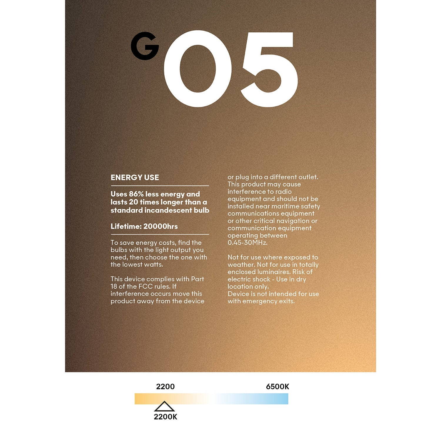 LED Clear Light Bulb Ghost Line CRI 90 G40 4W 300Lm E26 120V 2200K Dimmable - G05