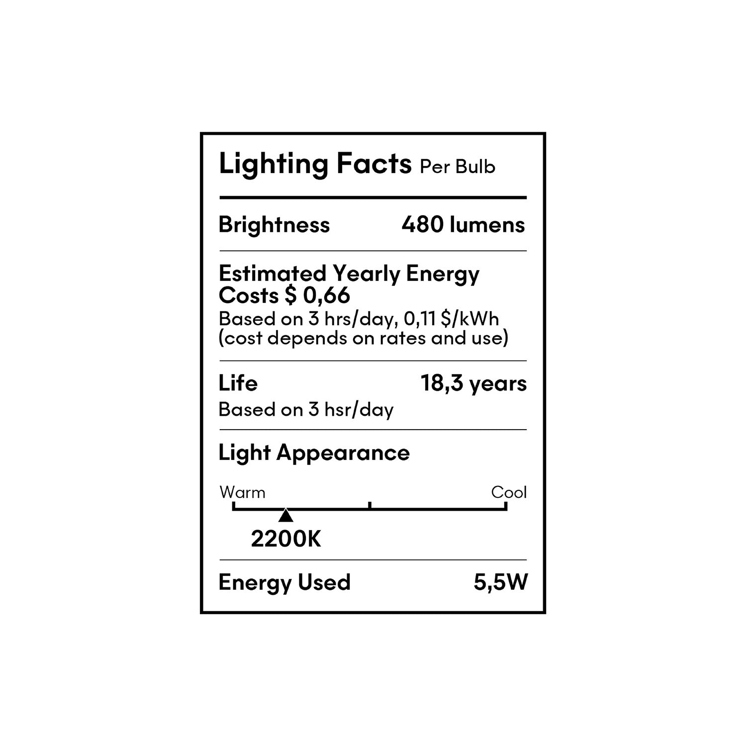 LED Clear Light Bulb Ghost Line CRI 90 Recessed Cone 5,5W 480Lm E26 120V 2200K Dimmable - G01