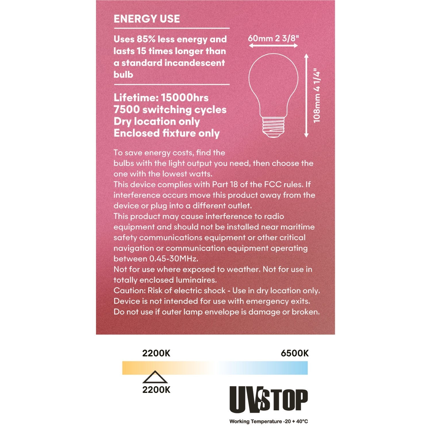 LED Light Bulb Cross Filament A19 8.8W 720Lm E26 120V 2200K Dimmable - X02