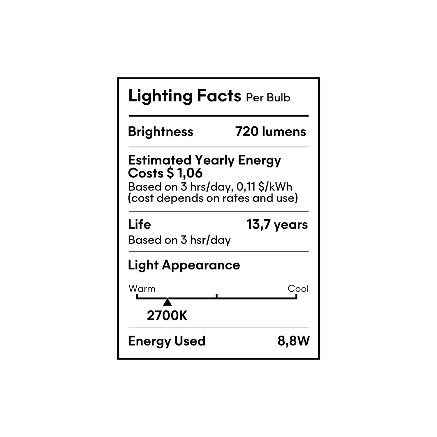LED Light Bulb Cross Filament A19 8.8W 720Lm E26 120V 2200K Dimmable - X02