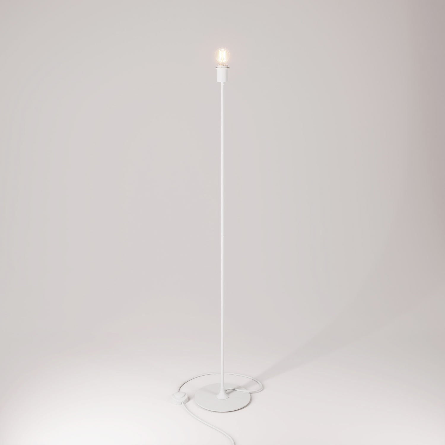 MAG-Y floor lamp with round metal base with fitting for lampshade - Matt white
