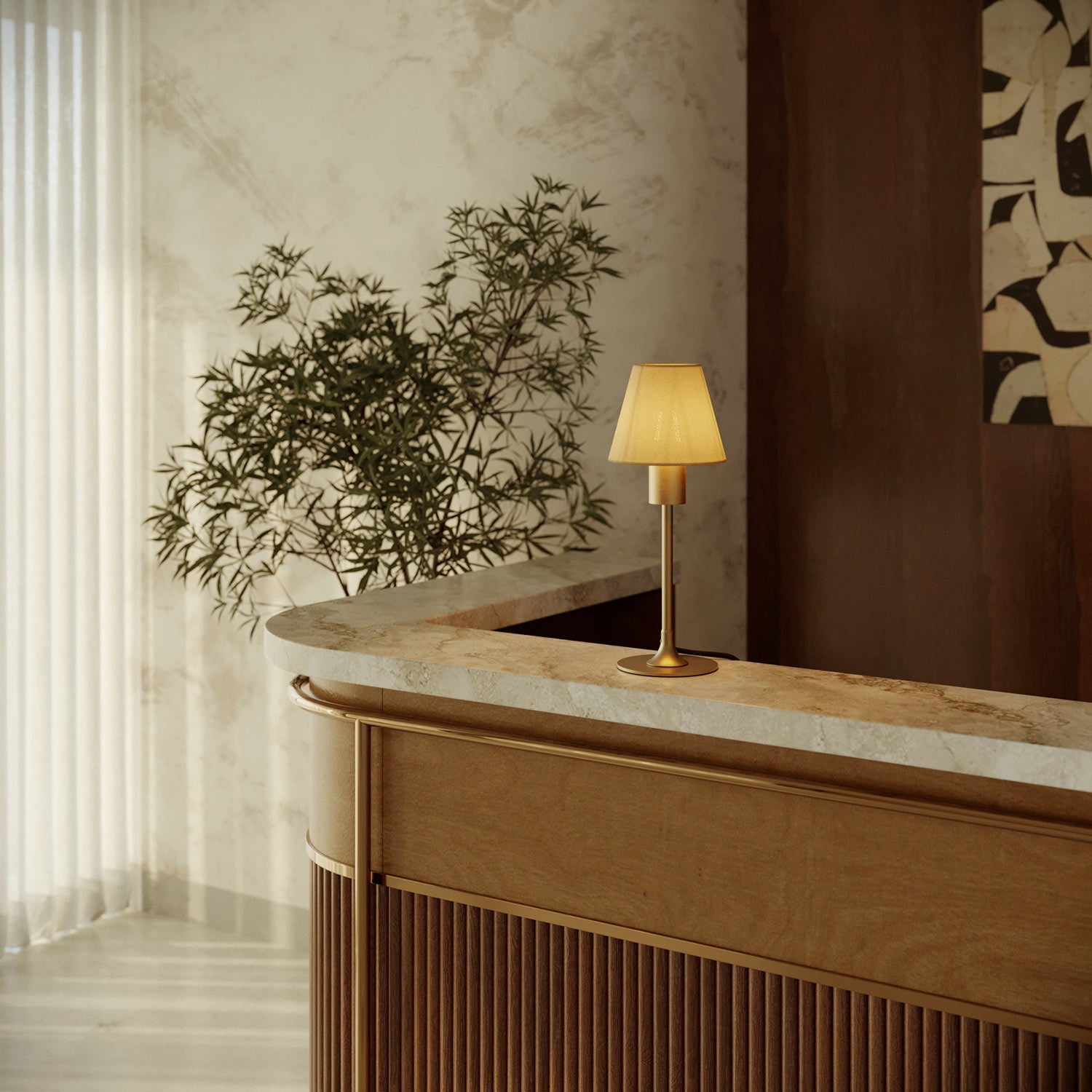 MAG-Y table lamp with canvas shade - Brushed bronze