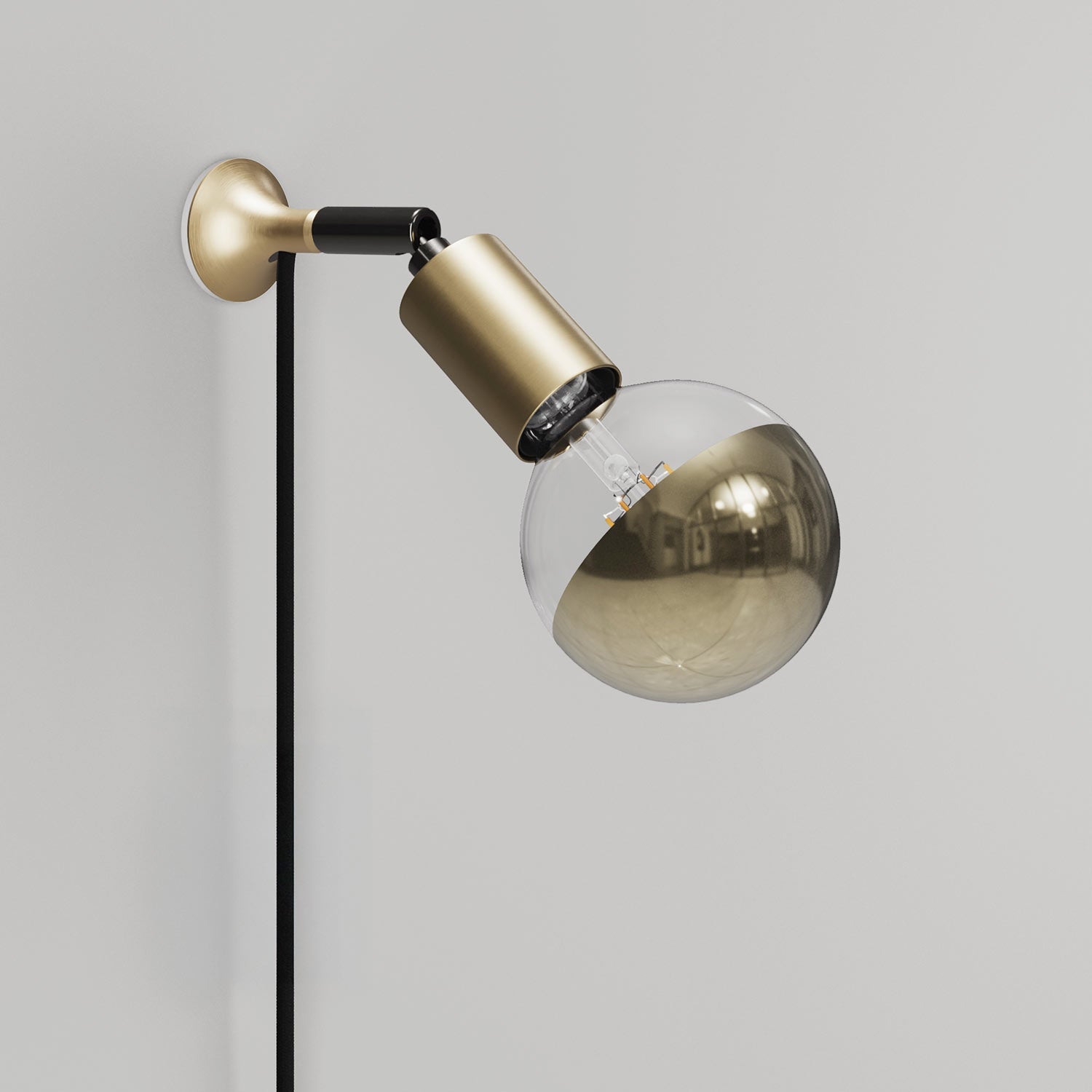 MAG-Y wall lamp with joint and metal dome bulb - Brushed bronze