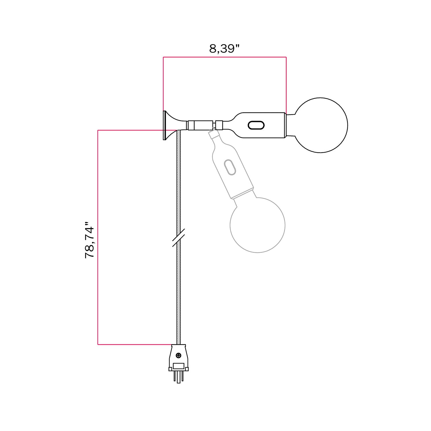 MAG-Y wall lamp with silicone socket and integrated switch - Petrol