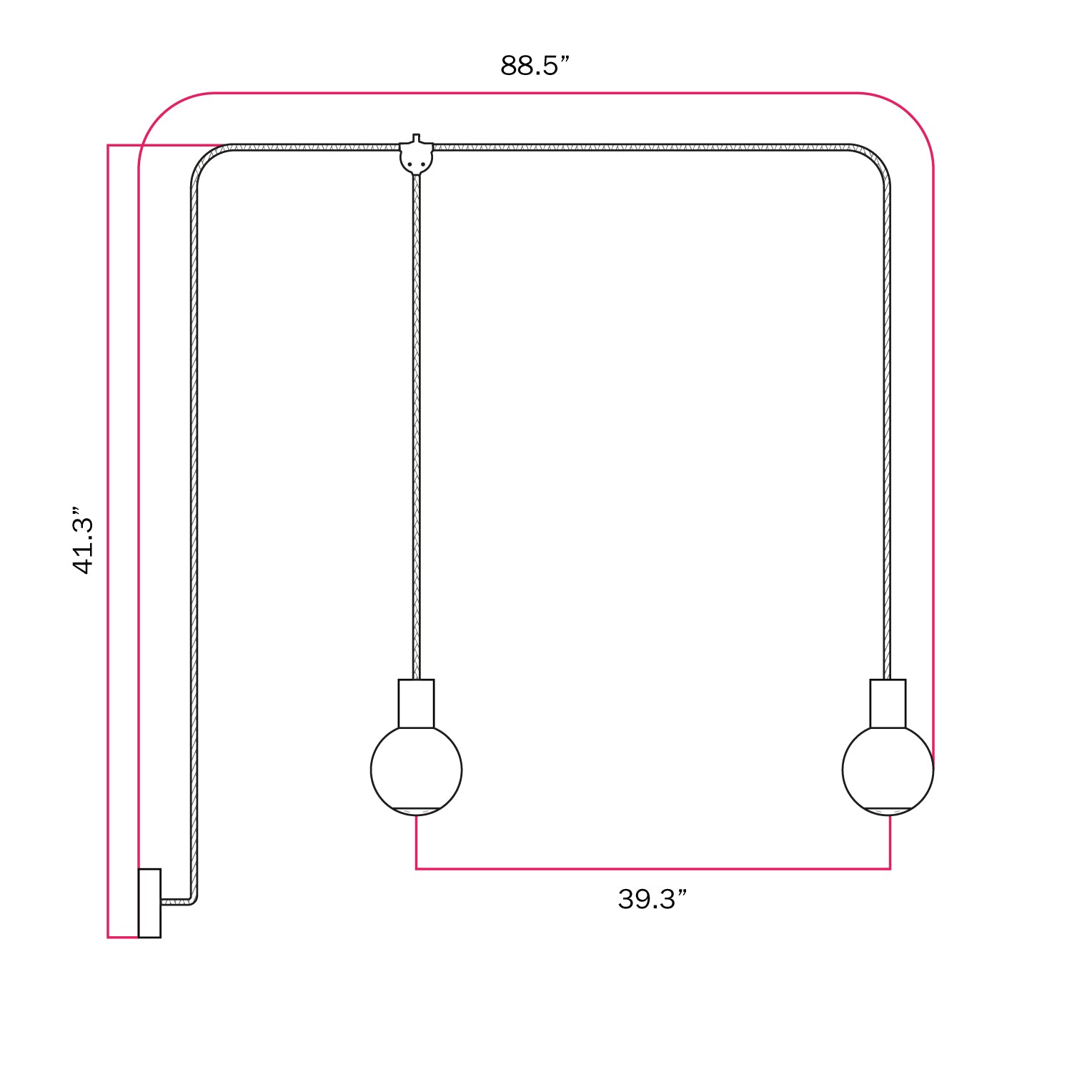 Modulair Outdoor Pendant Lamp, suitable for wet locations, with 2 drops and Unbreak-a-Ball unbreakable shades - White