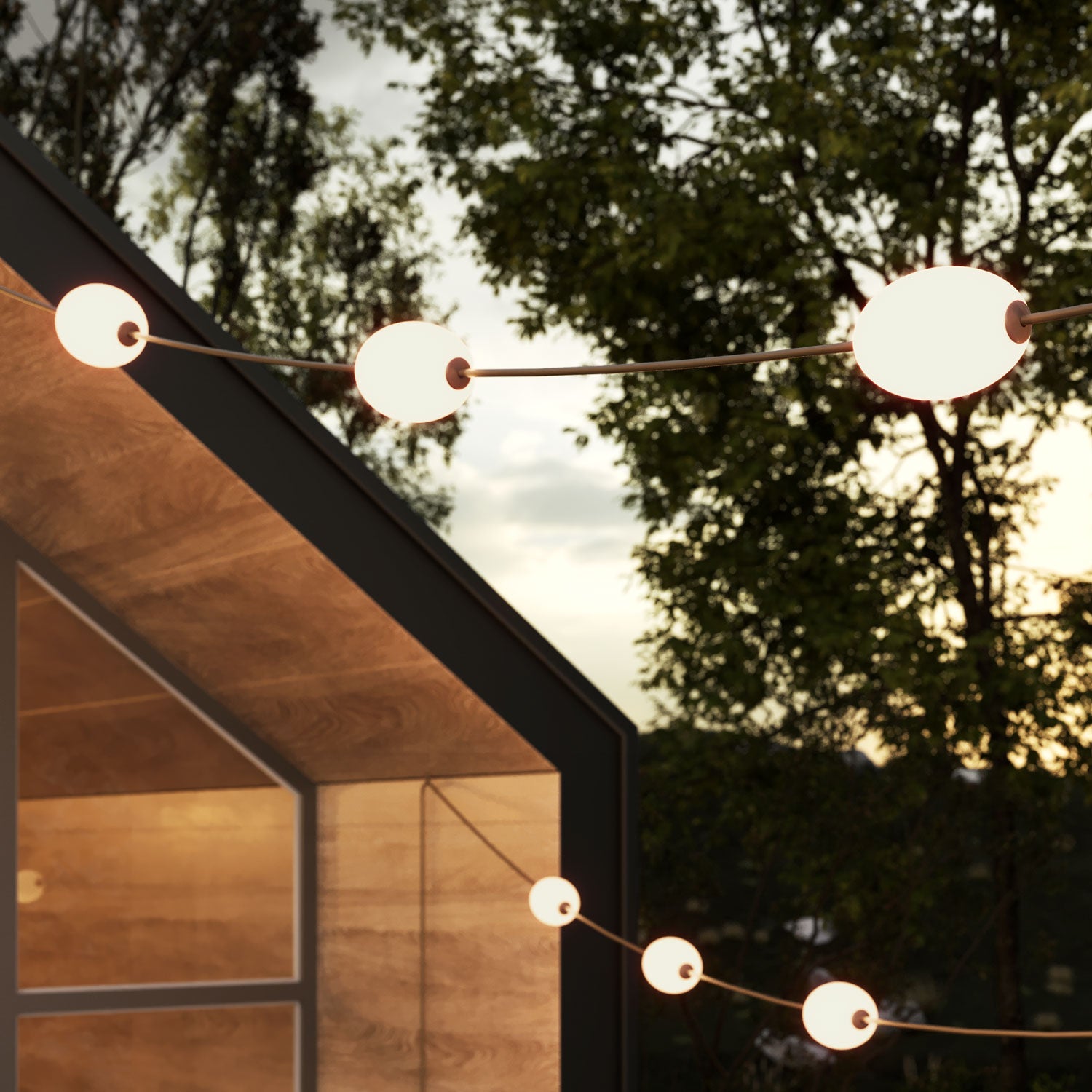 Outdoor 12-Light String Light for wet locations Olive Green, Power supply with US plug - Marina12