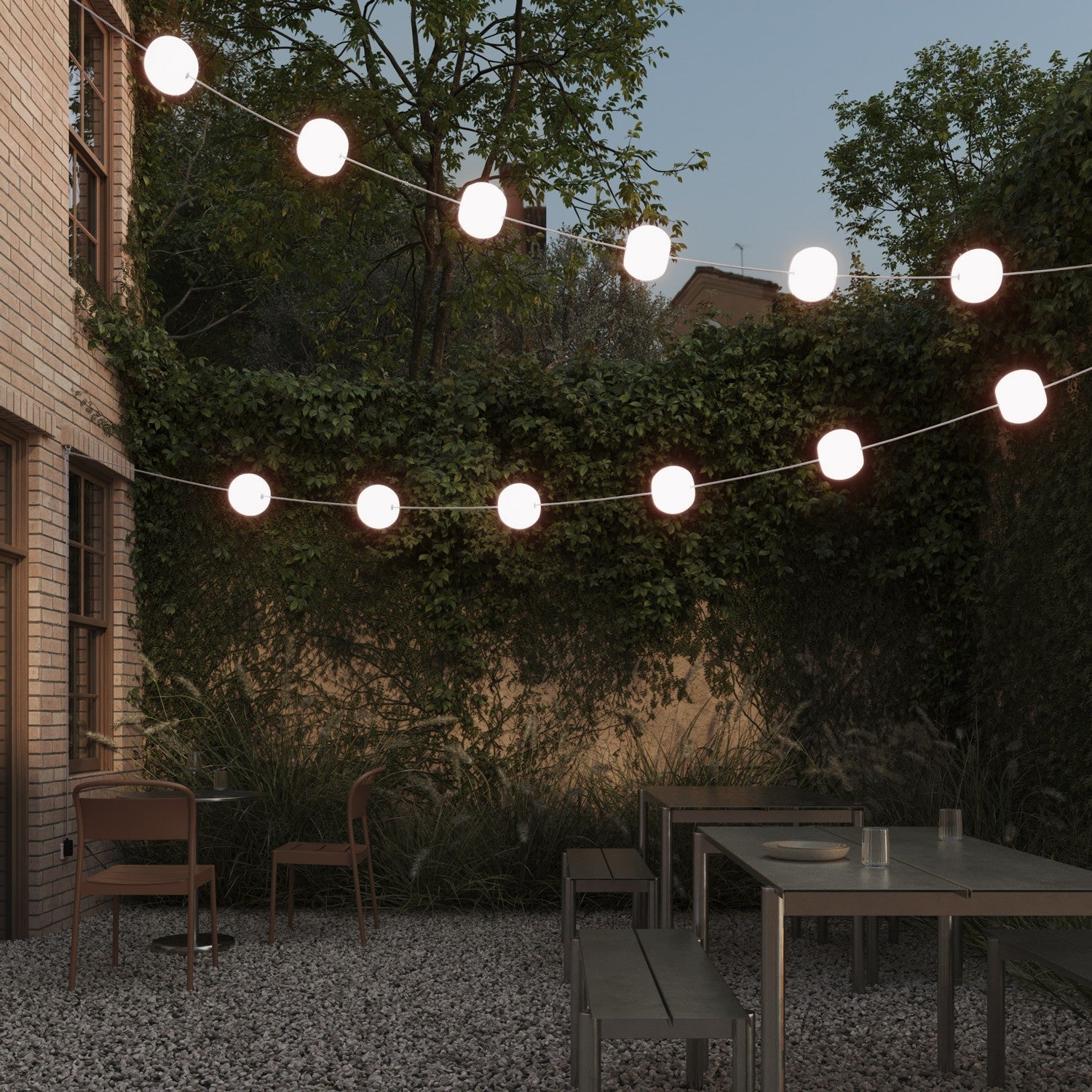 Outdoor 12-Light String Light for wet locations White Sand, Power supply with US plug - Marina12 Cherry