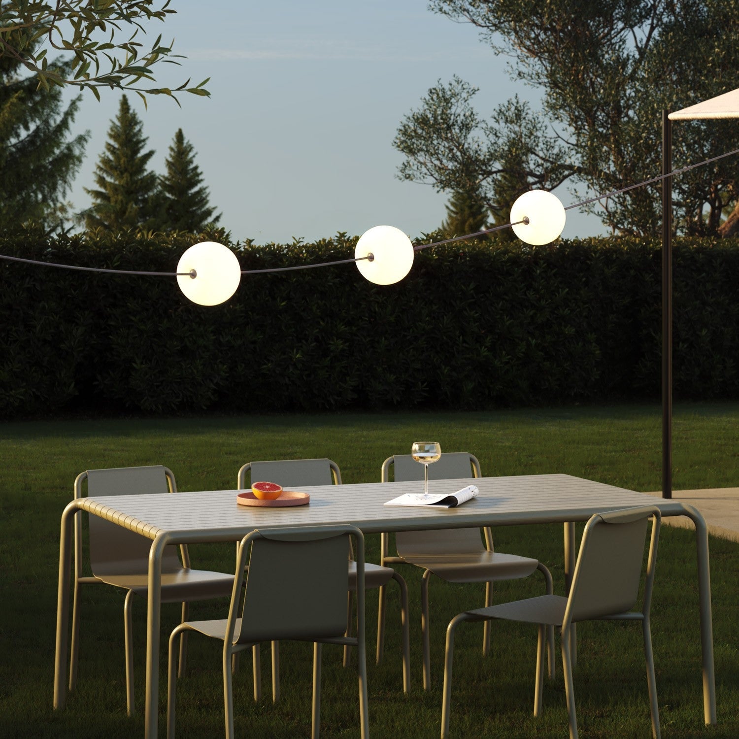 Outdoor 3-Light String Light for wet locations Gray, Power supply with US plug - Marina3 Cherry