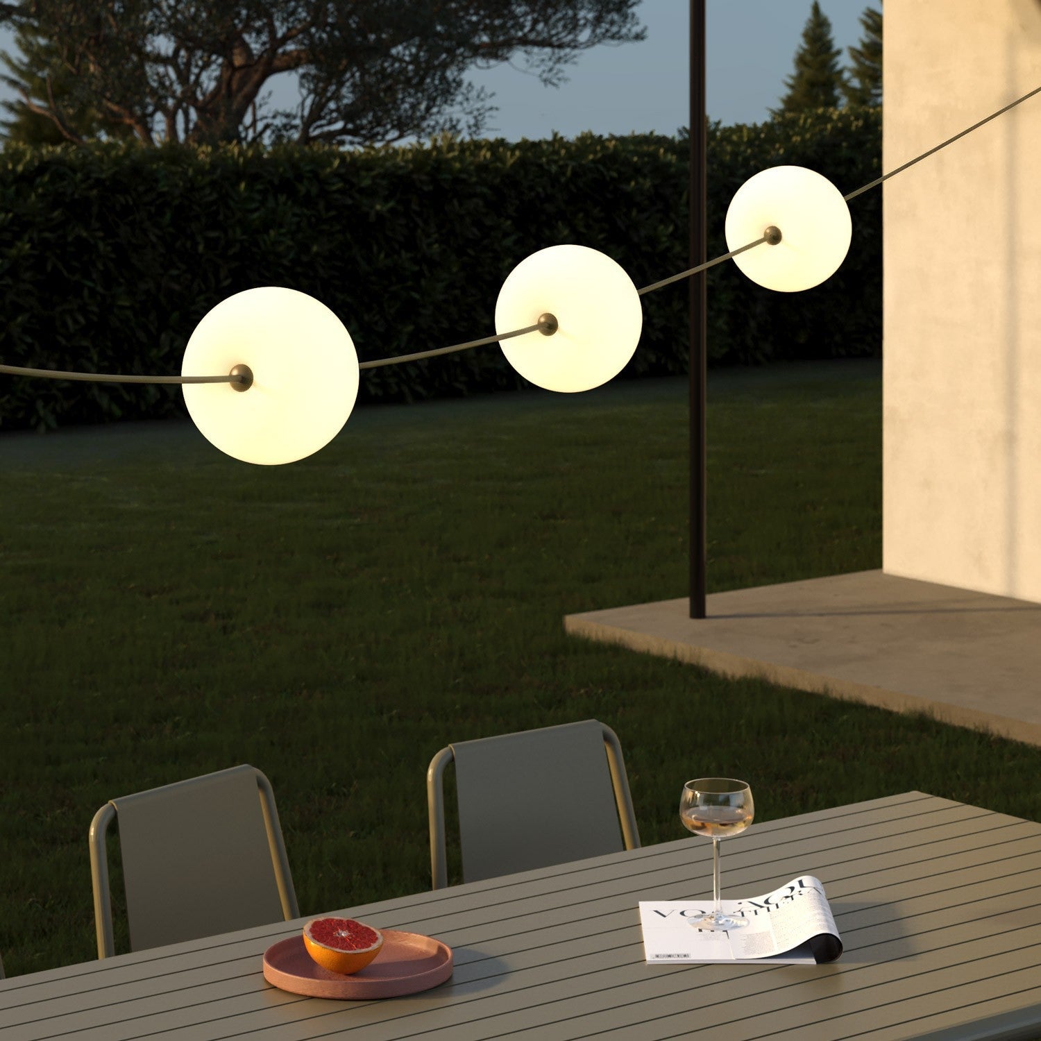 Outdoor 3-Light String Light for wet locations Olive Green, Power supply with US plug - Marina3 Cherry 70 cm