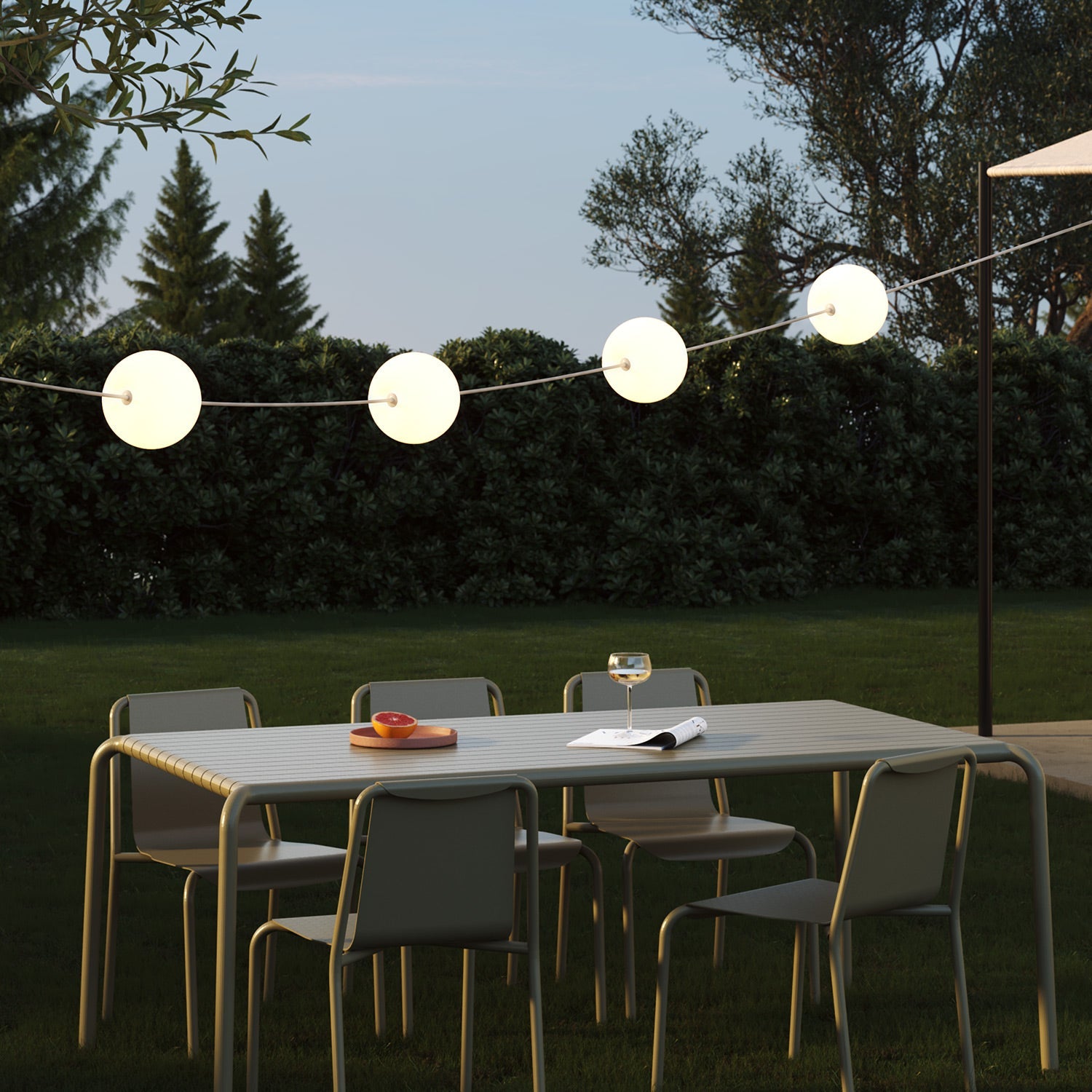 Outdoor 4-Light String Light for wet locations Desert Brown, Power supply with US plug - Marina4 Cherry 70 cm