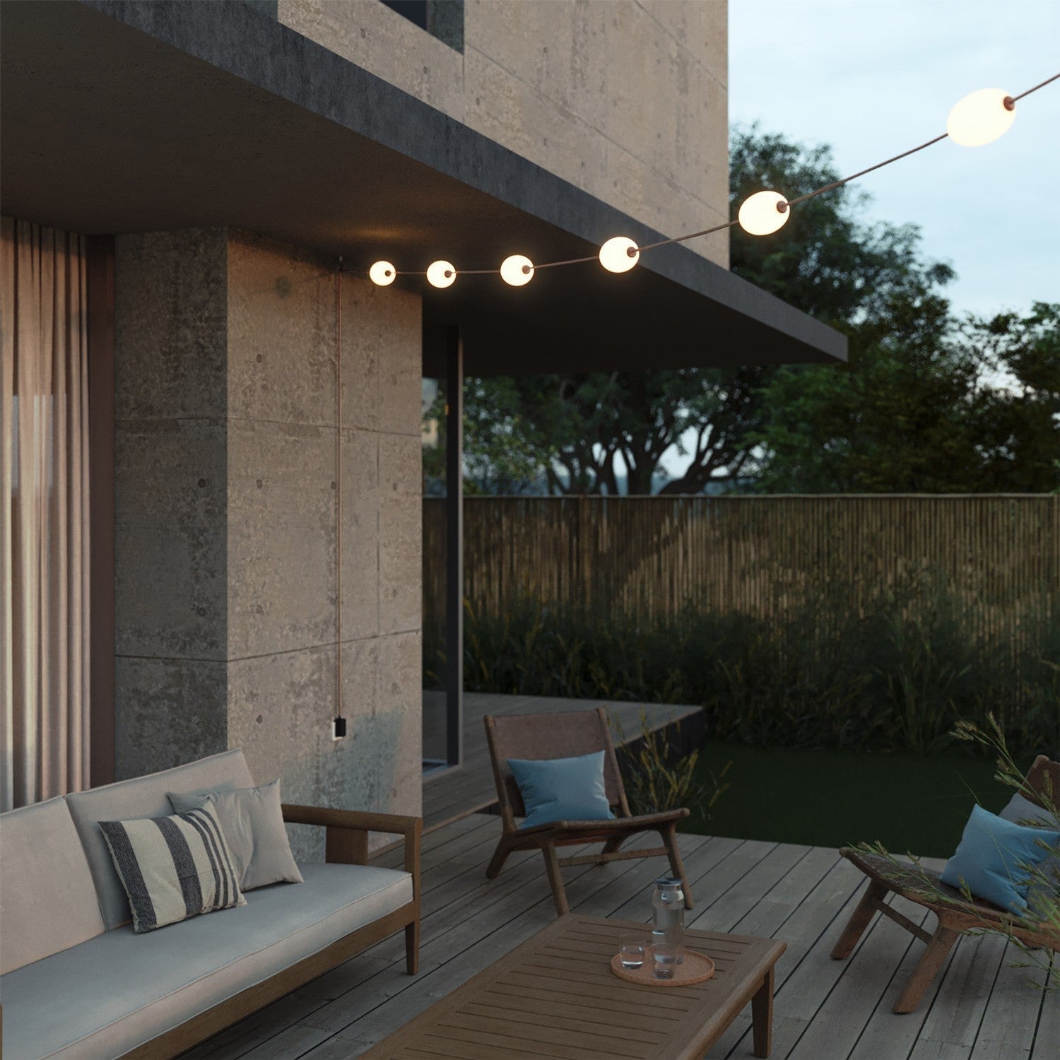 Outdoor 6-Light String Light for wet locations Desert Brown, Power supply with US plug - Marina6