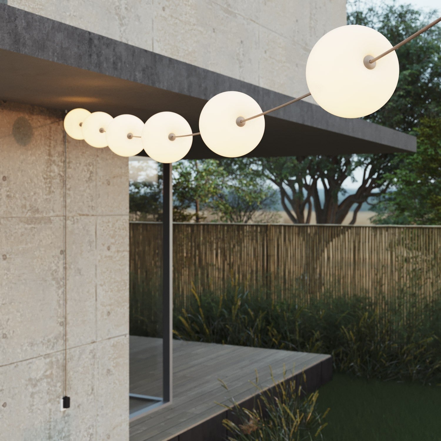 Outdoor 6-Light String Light for wet locations Desert Brown, Power supply with US plug - Marina6 Cherry