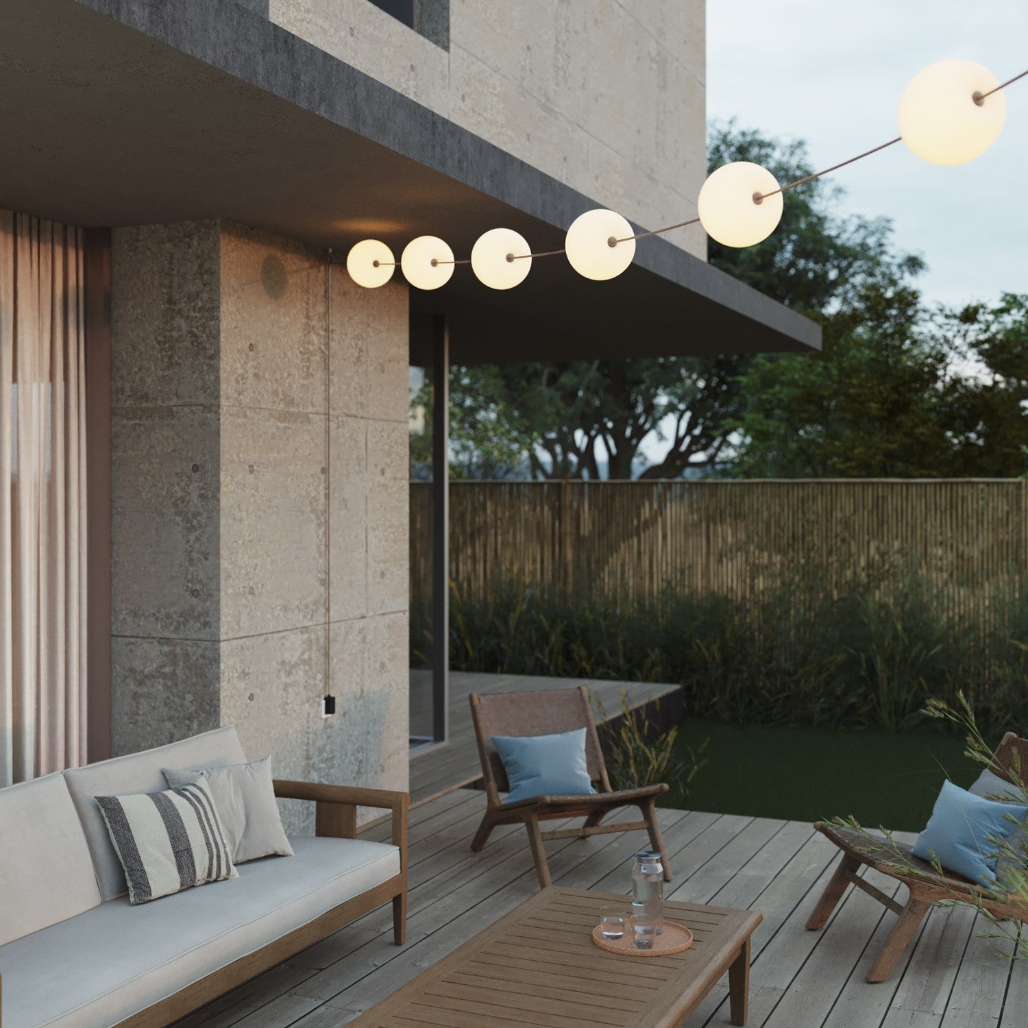 Outdoor 6-Light String Light for wet locations Desert Brown, Power supply with US plug - Marina6 Cherry 70 cm