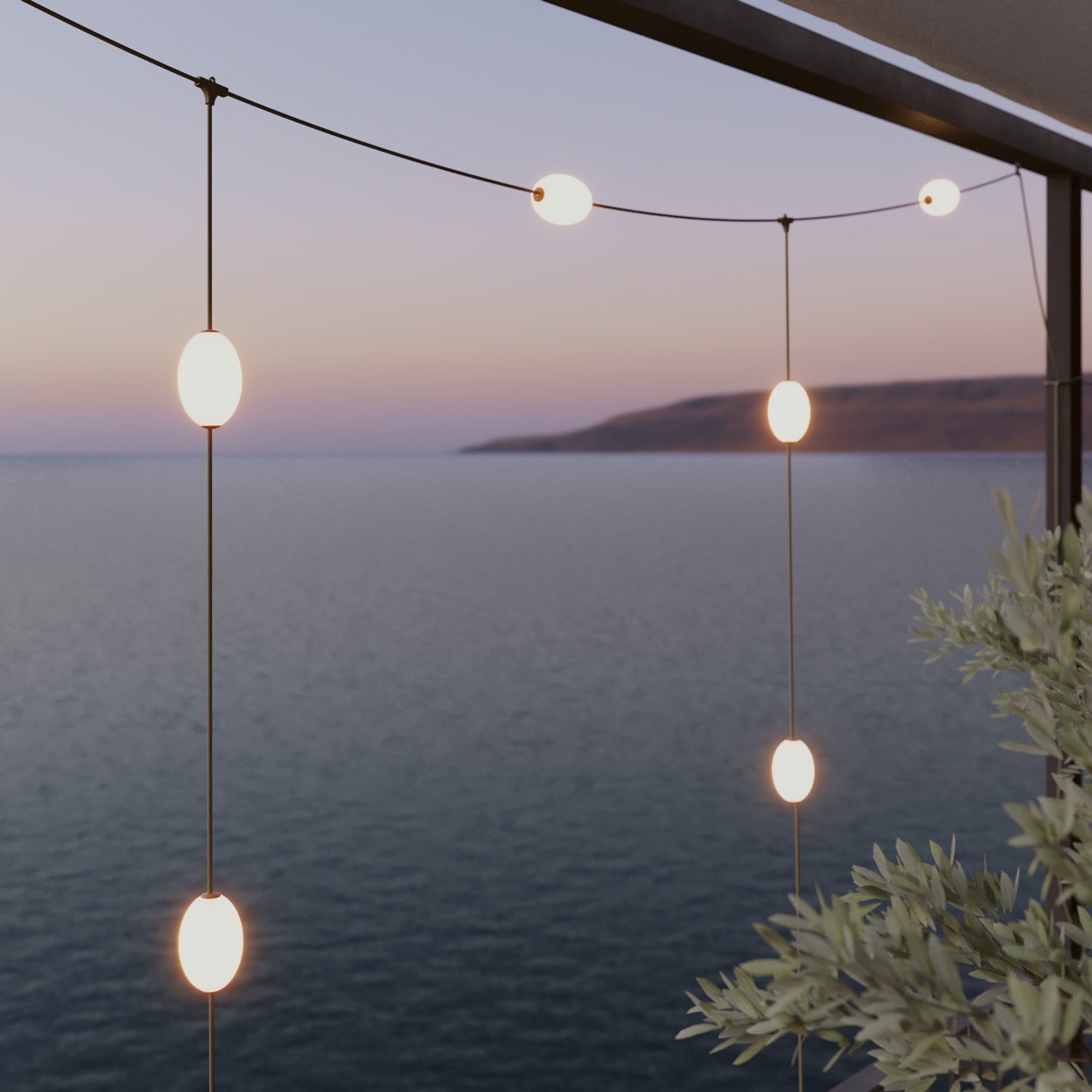 Outdoor Net String Light 7-Light for wet locations Olive Green, Power supply with US plug - Marina GRID