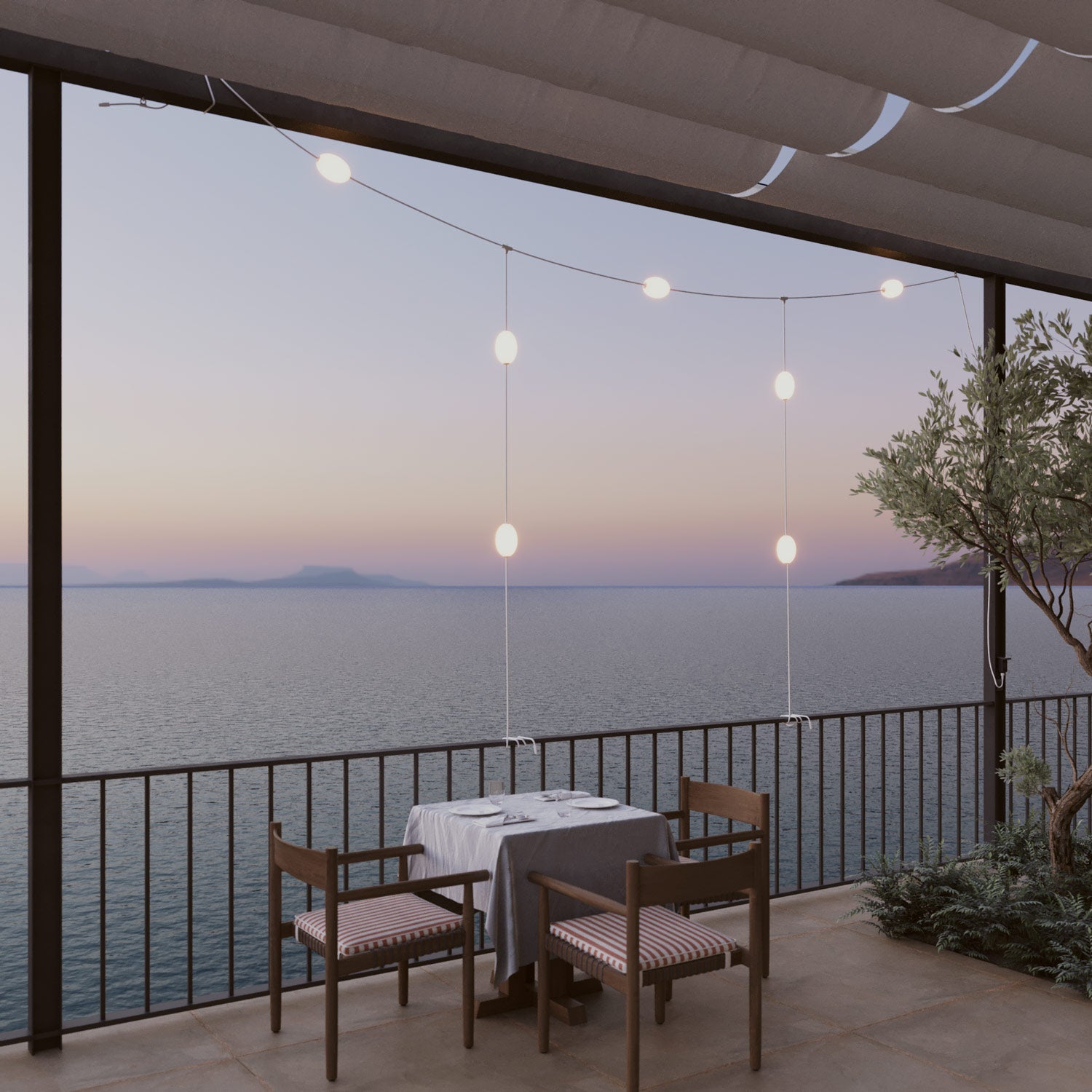 Outdoor Net String Light 7 - Light for wet locations White Sand, Power supply with US plug - Marina GRID - Creative Cables