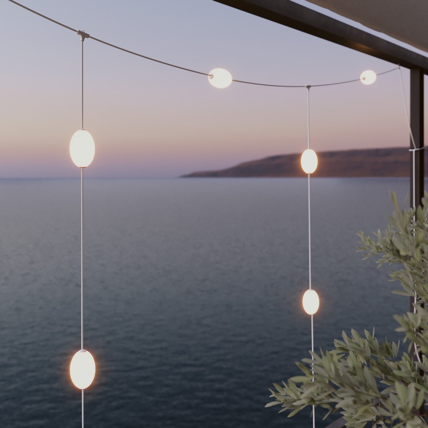 Outdoor Net String Light 7-Light for wet locations White Sand, Power supply with US plug - Marina GRID