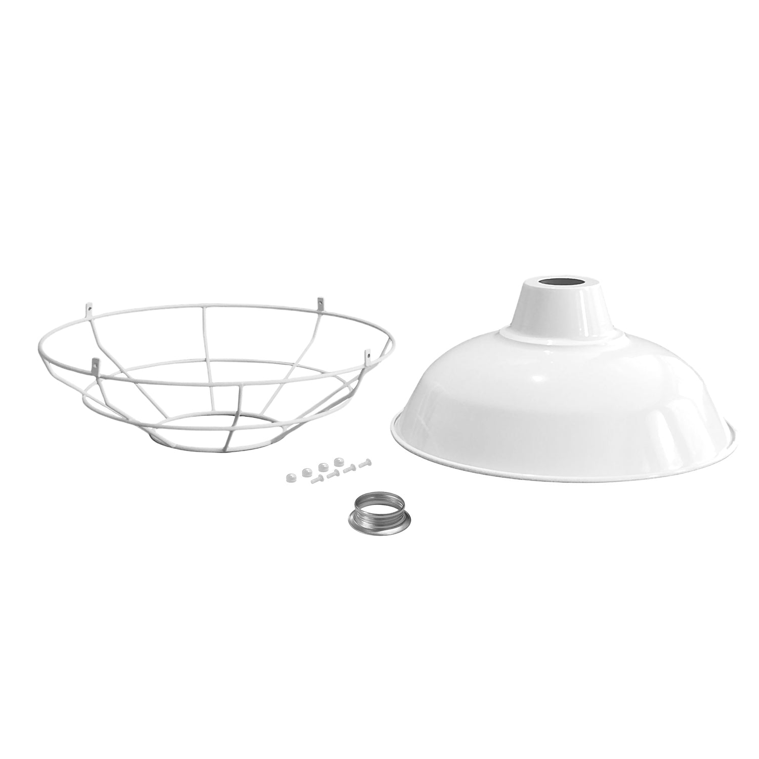 Paralume Bistrot con gabbia in metallo - Bianco