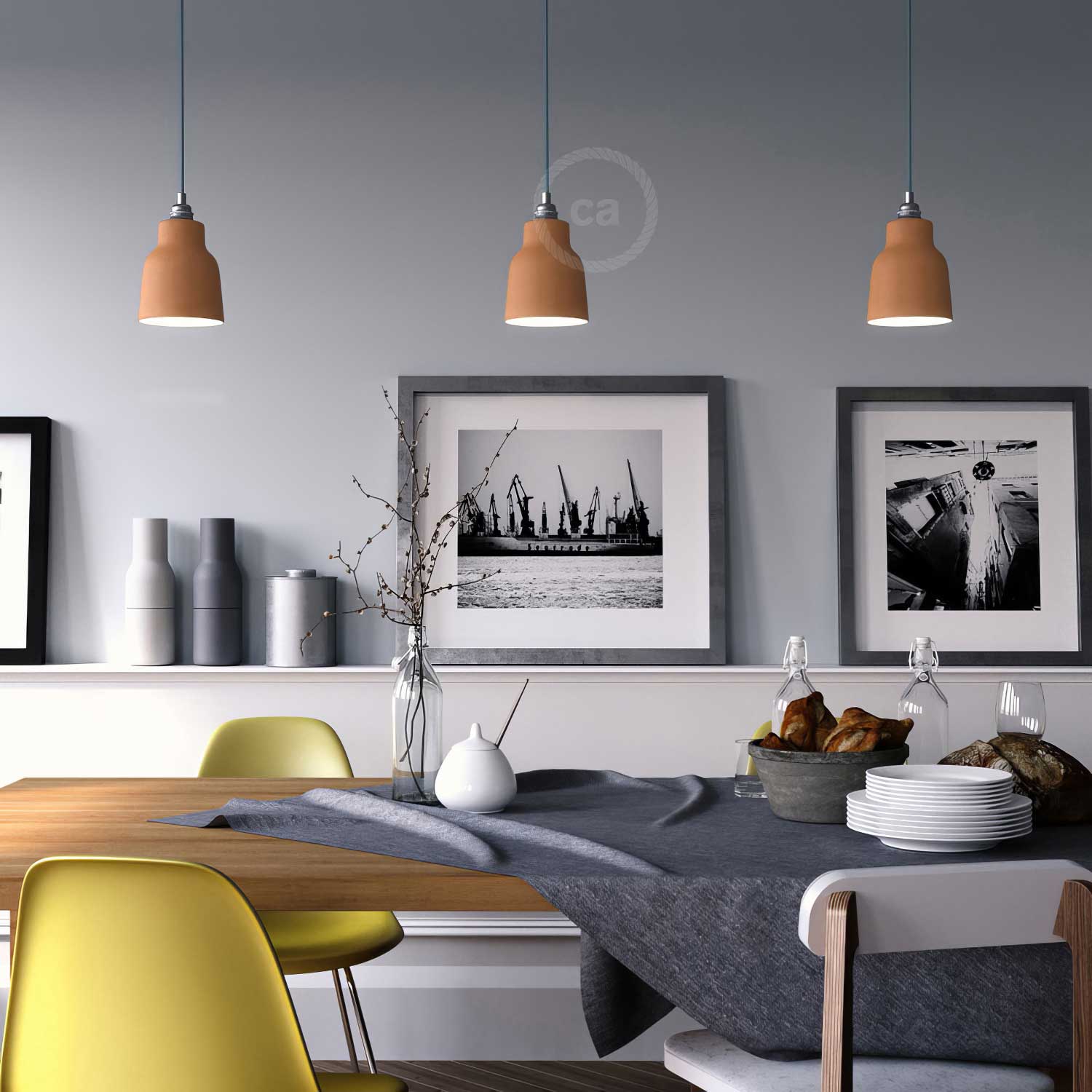 Paralume Vaso in ceramica, collezione Materia - Made in Italy - Terracotta striato