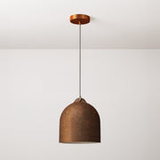 Pendant lamp with textile cable and lampshade Bell M in ceramic - Corten effect