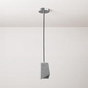 Pendant lamp with textile cable, Prisma cement lampshade and metal finishes - Light cement
