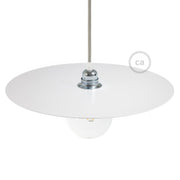 Piatto Ellepì oversize in ferro verniciato per lampade a sospensione, diametro 40 cm - Made in Italy - Bianco