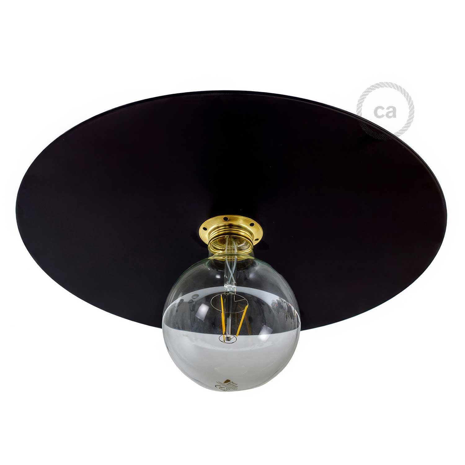 Piatto Ellepì oversize in ferro verniciato per lampade a sospensione, diametro 40 cm - Made in Italy - Nero