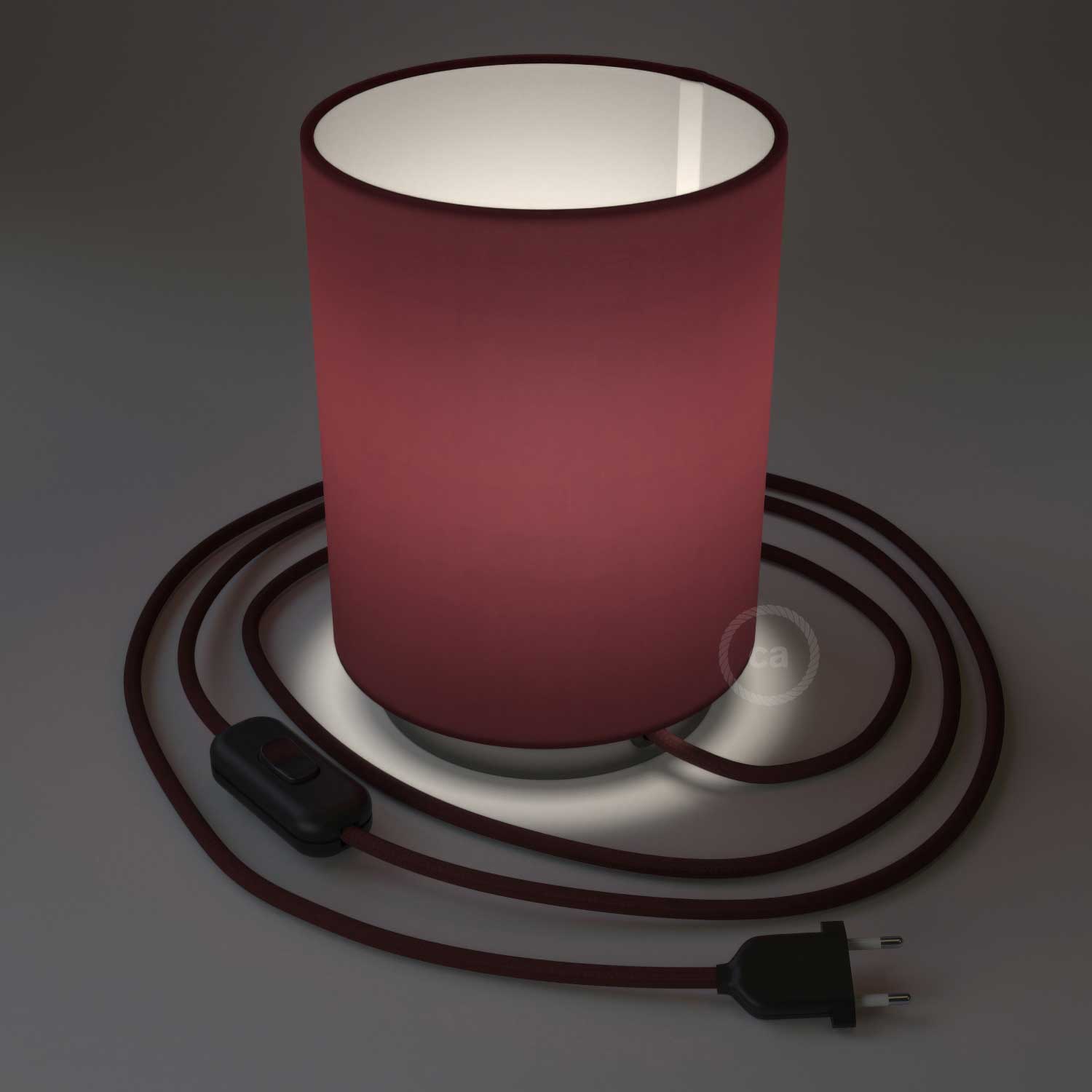 Posaluce metal base with Cilindro Lampshade - Teletta Bordeaux