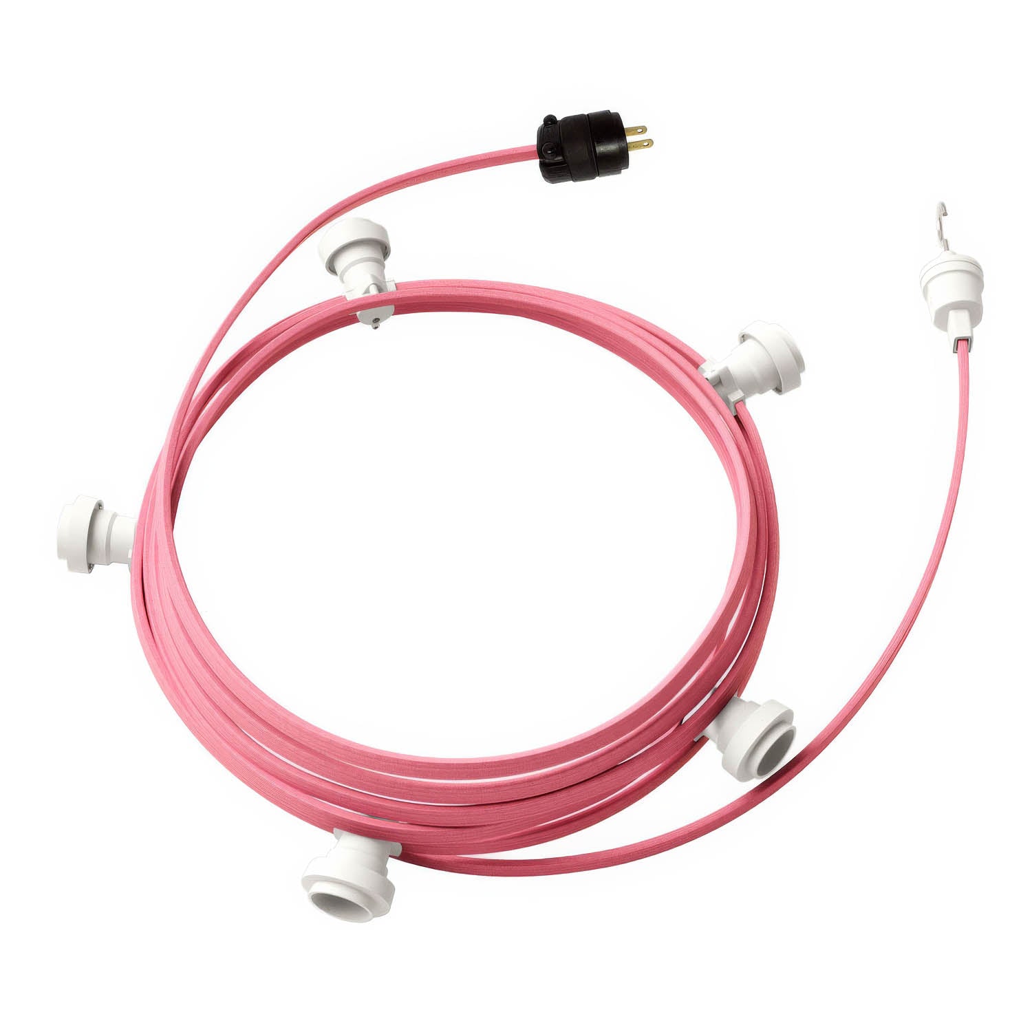 Ready-to-use 25ft String Light with 5 white Sockets, Hook and Plug - CM16