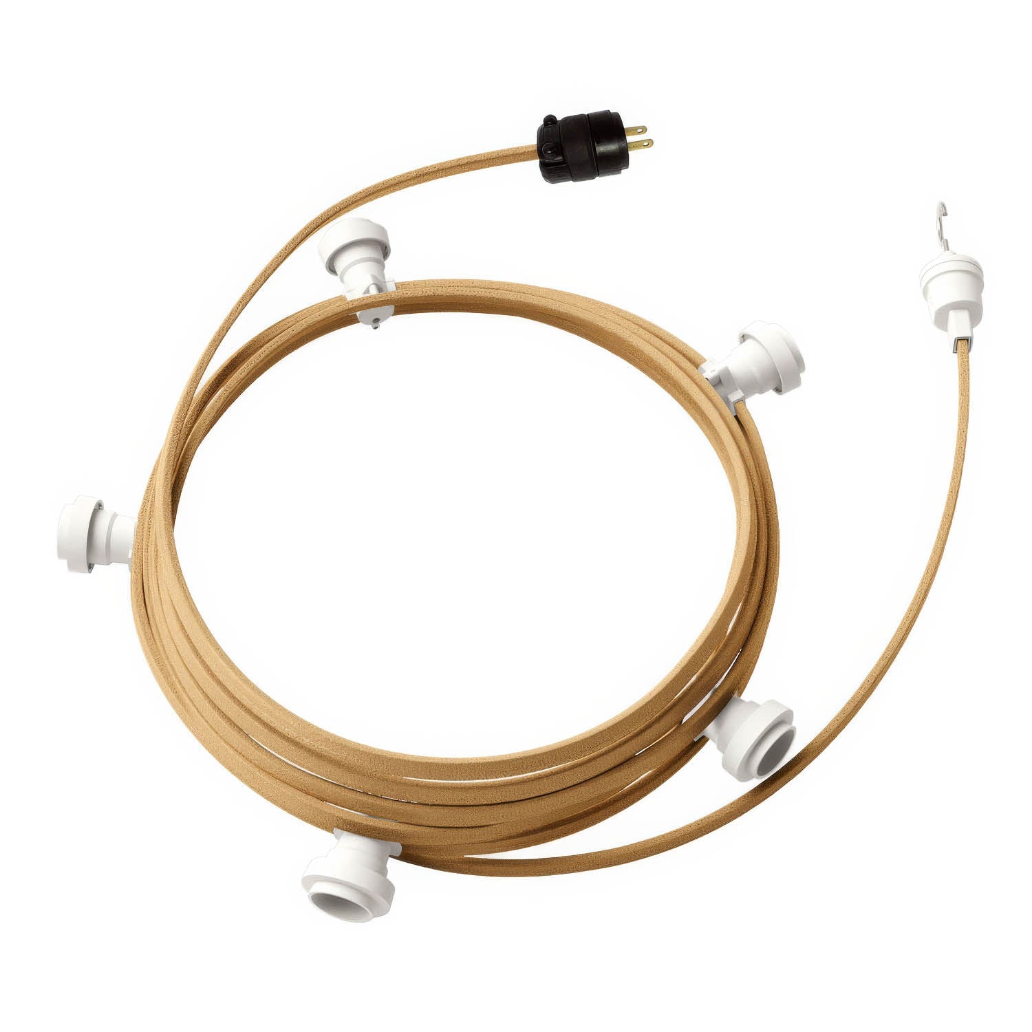 Ready-to-use 25ft String Light with 5 white Sockets, Hook and Plug - CN06