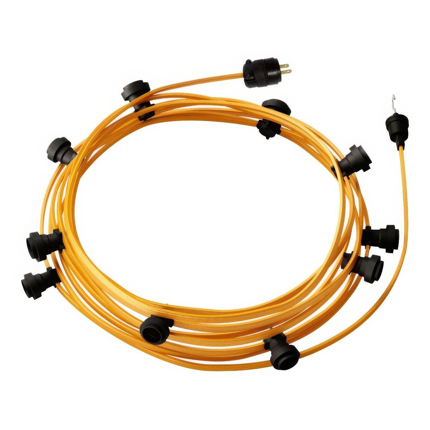 Ready-to-use 40ft String Light with 5 black Sockets, Hook and Plug - CM05