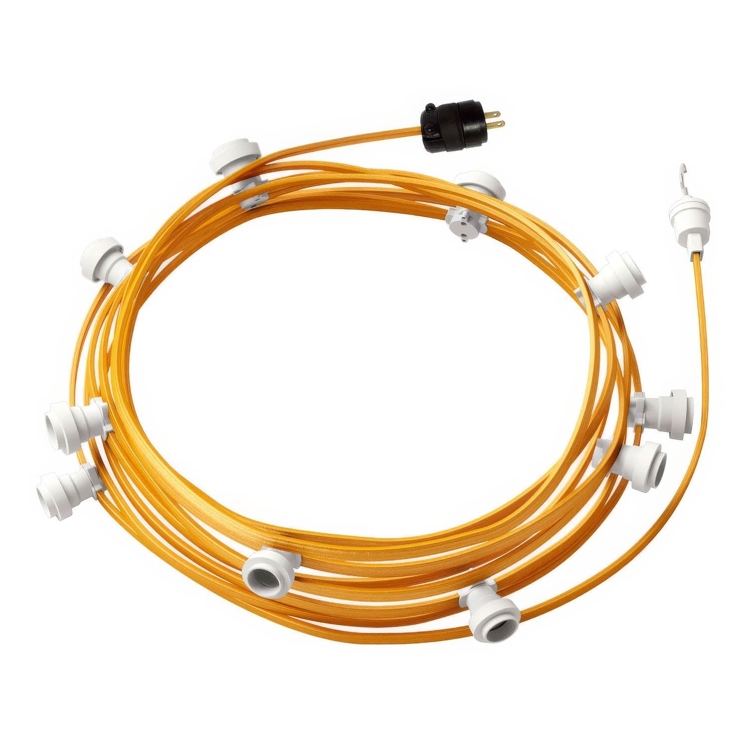 Ready-to-use 40ft String Light with 5 white Sockets, Hook and Plug - CM05
