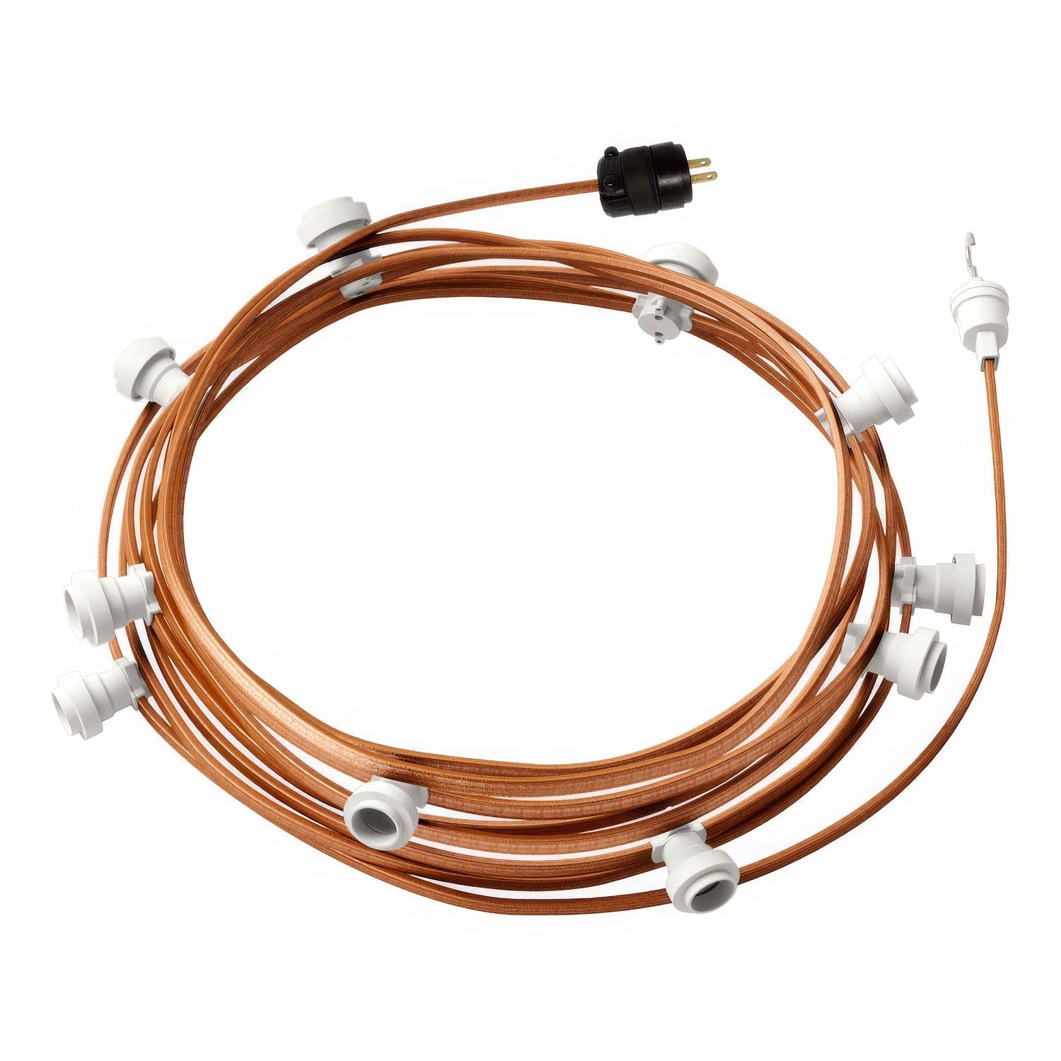 Ready-to-use 40ft String Light with 5 white Sockets, Hook and Plug - CM22