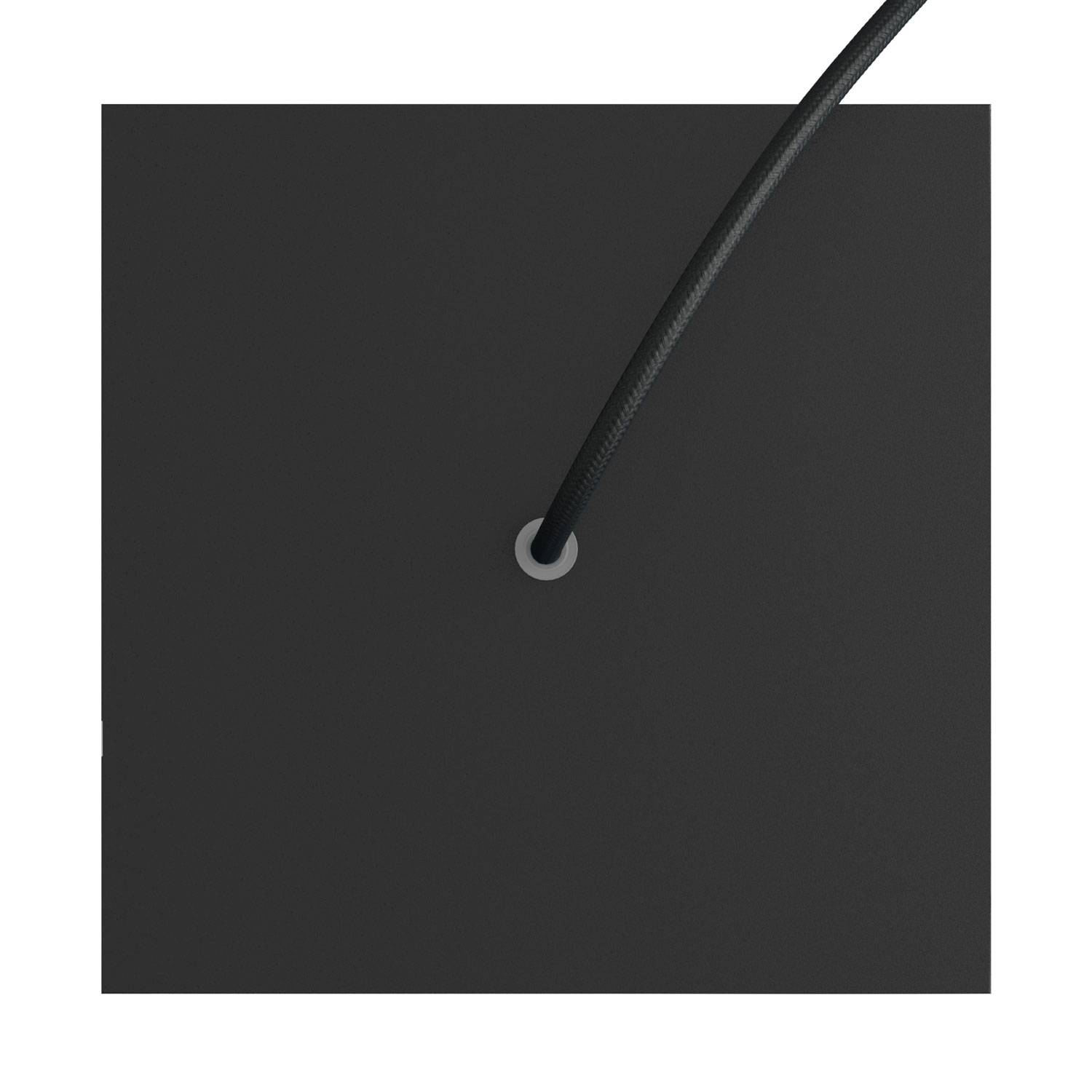 Rosone Rose-One quadrato, 200 mm con 1 foro e 4 fori laterali - Nero opaco Bianco