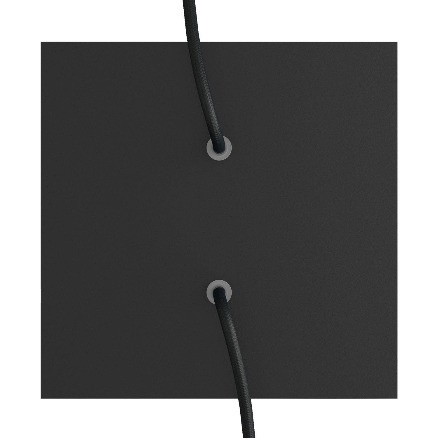 Rosone Rose-One quadrato, 200 mm con 2 fori e 4 fori laterali - Nero opaco Bianco