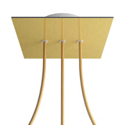 Rosone Rose-One quadrato, 200 mm con 3 fori in linea e 4 fori laterali - Dibond Ottone satinato Bianco