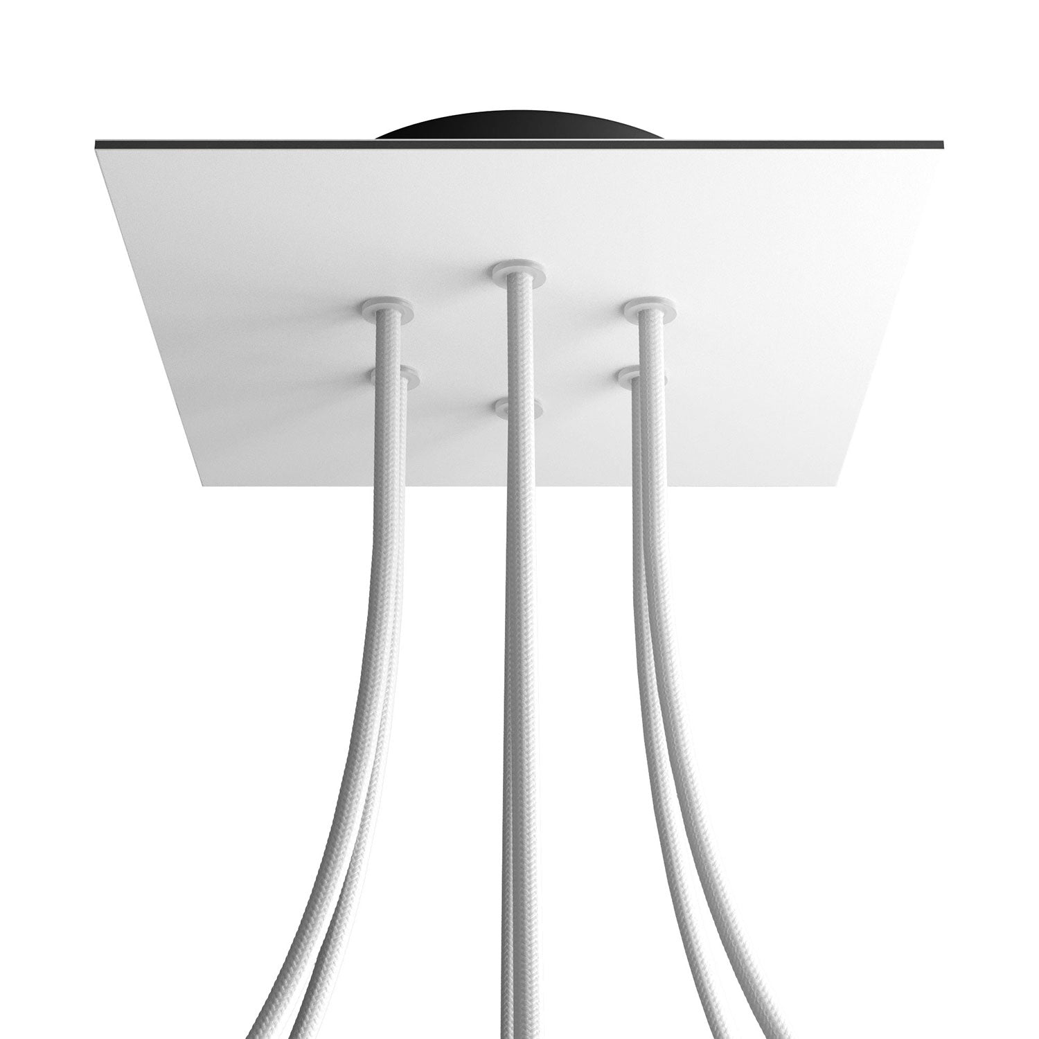 Rosone Rose-One quadrato, 200 mm con 6 fori e 4 fori laterali - Bianco opaco Nero