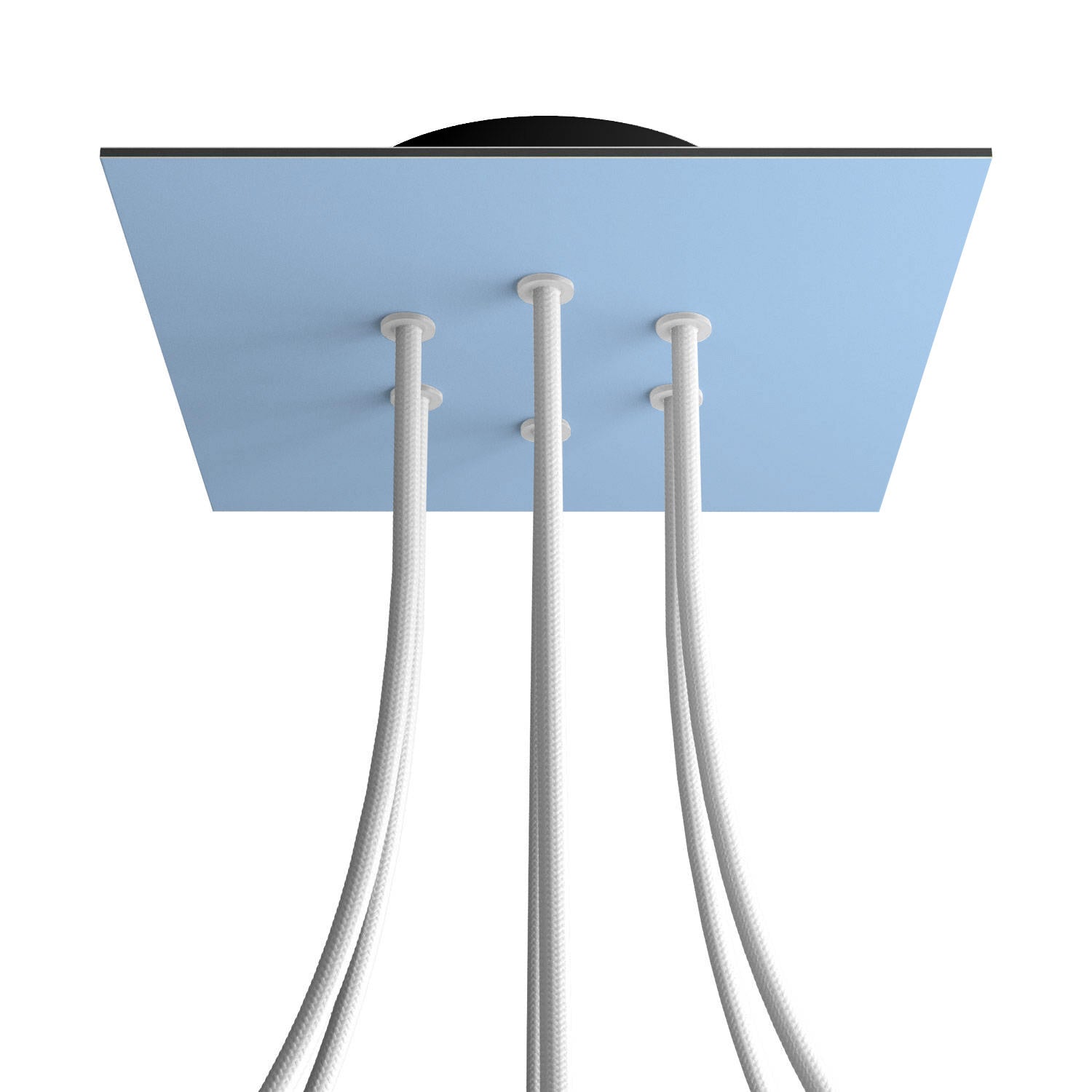 Rosone Rose-One quadrato, 200 mm con 6 fori e 4 fori laterali - Blu carta da zucchero Nero