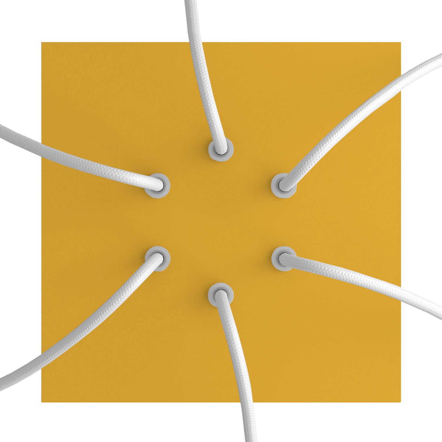 Rosone Rose-One quadrato, 200 mm con 6 fori e 4 fori laterali - Mostarda Bianco