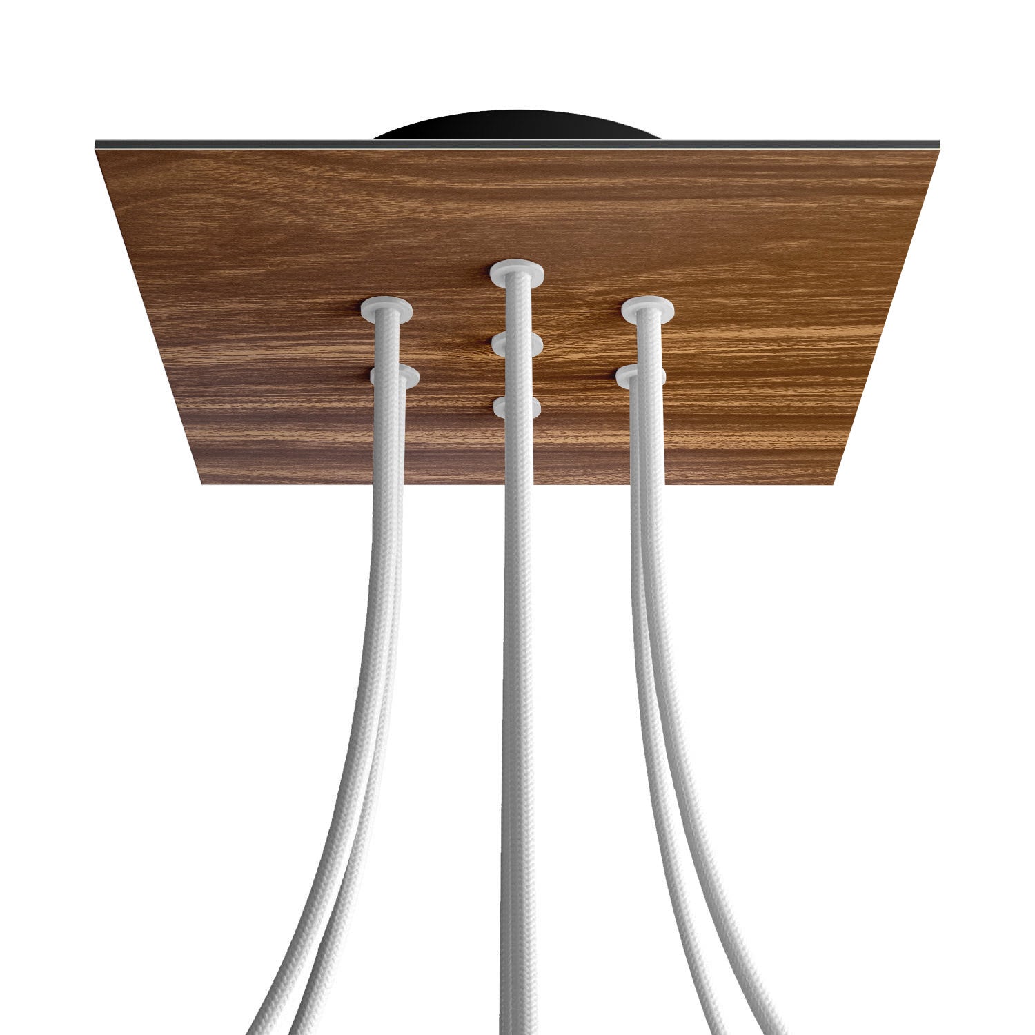 Rosone Rose-One quadrato, 200 mm con 7 fori e 4 fori laterali - Legno Nero