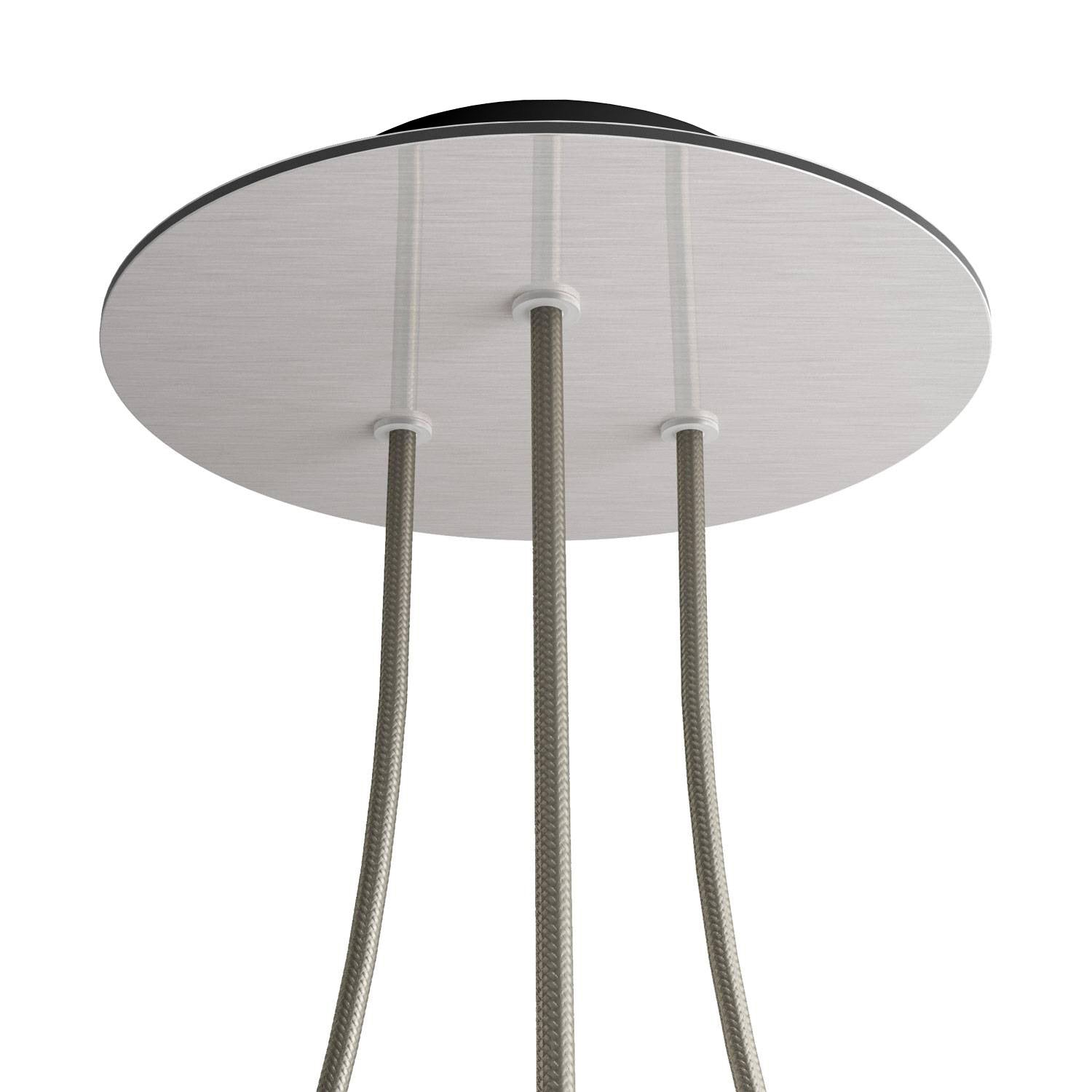 Rosone Rose-One rotondo, diametro 200 mm con 3 fori e 4 fori laterali - Dibond Acciaio satinato Nero