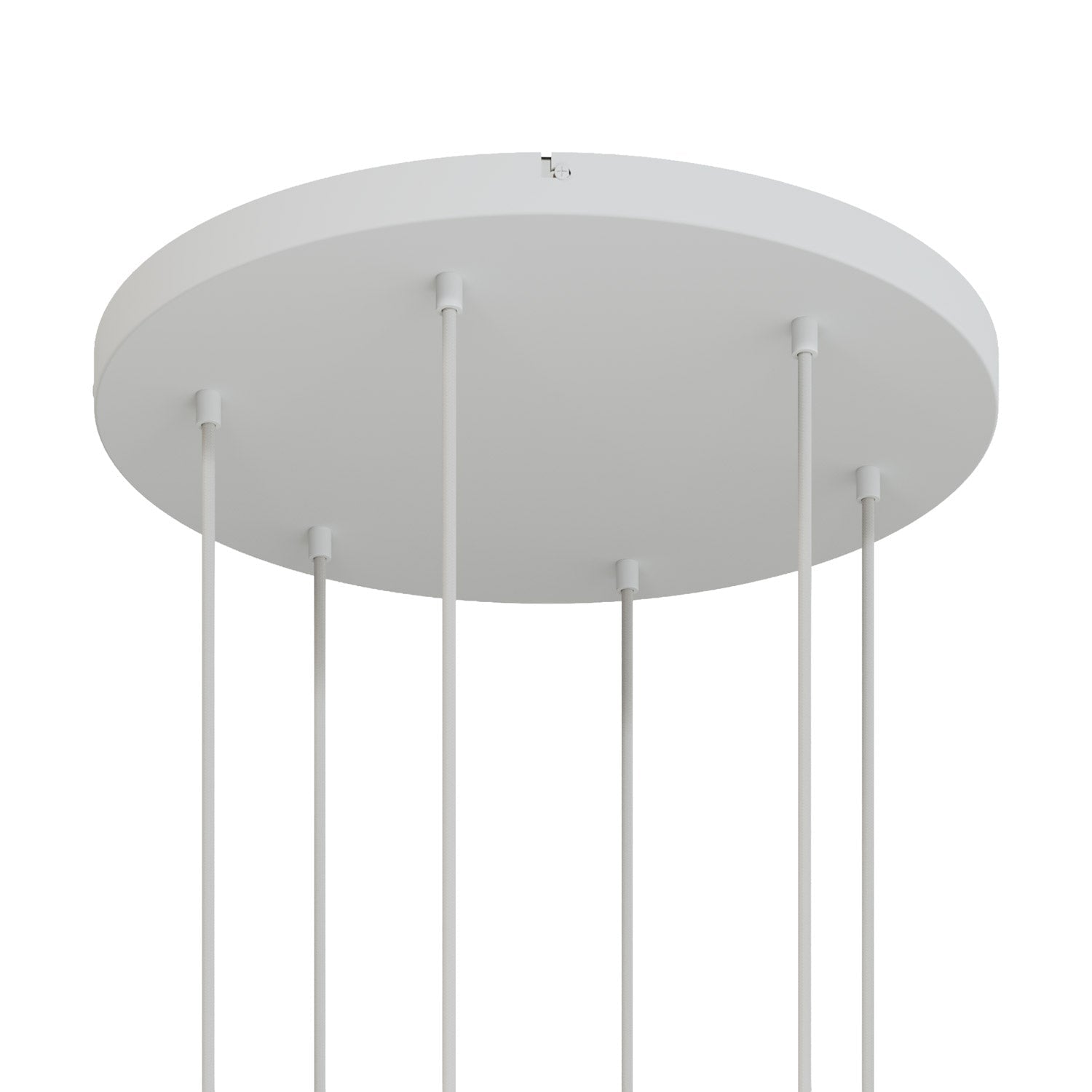 Rosone rotondo in alluminio Ø 50 cm con staffa e cavo di messa a terra, con 6 fori frontali - Bianco Opaco 0